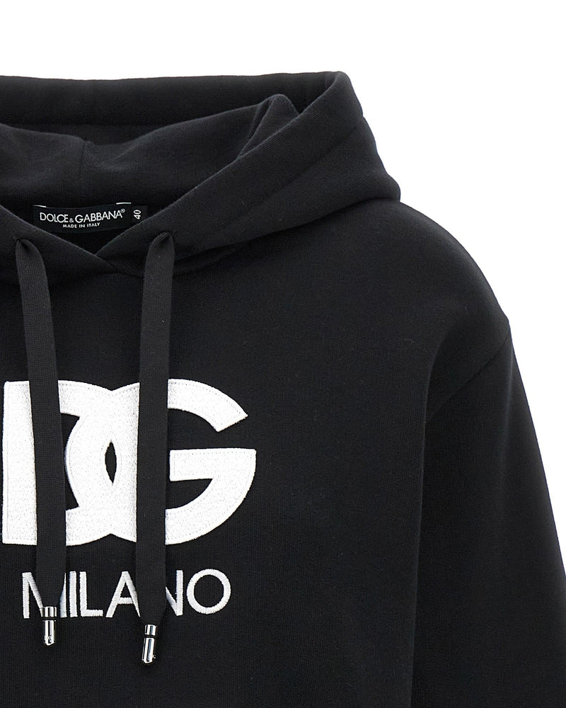 Dolce & Gabbana Logo Embroidery Cropped Hoodie Glam Steals