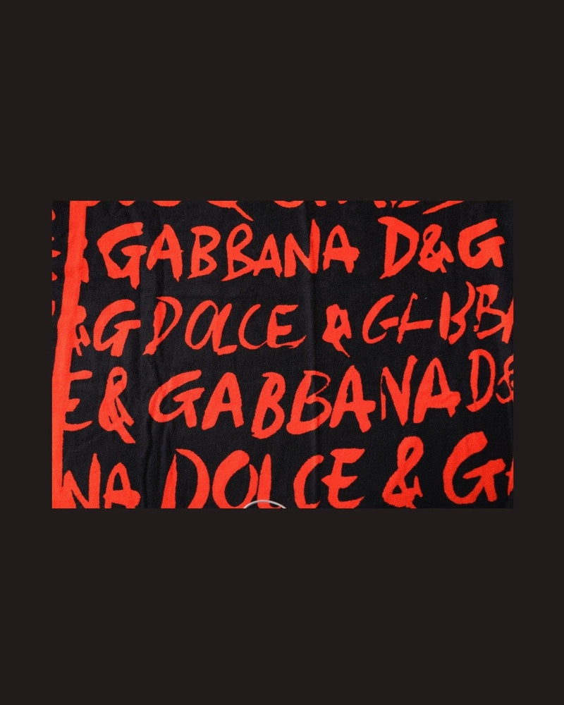 Dolce & Gabbana Logo Print Cotton Beach Red Towel Glam Steals
