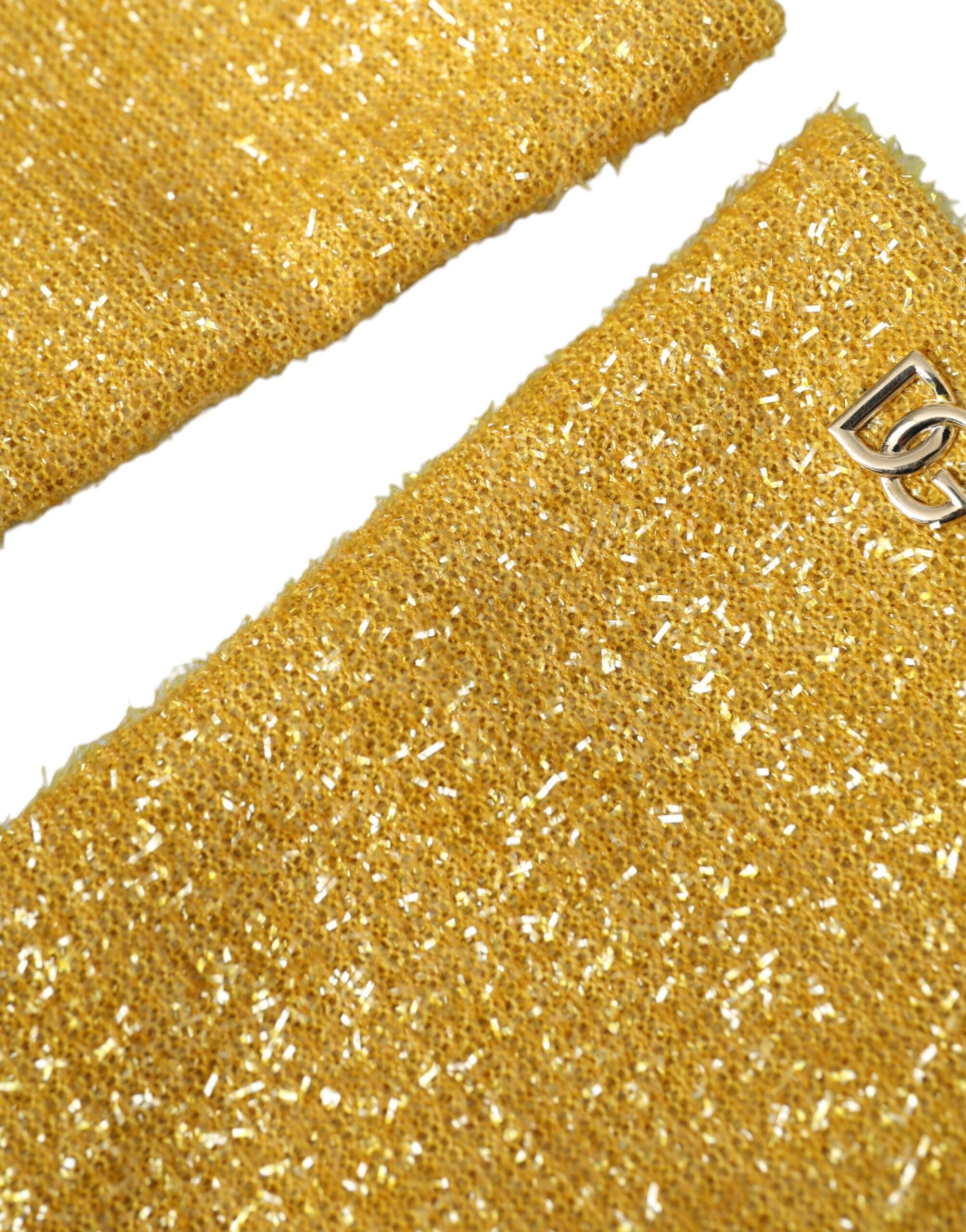 Dolce & Gabbana Lurex Fantasia Mid Arm Length Gold Gloves Glam Steals