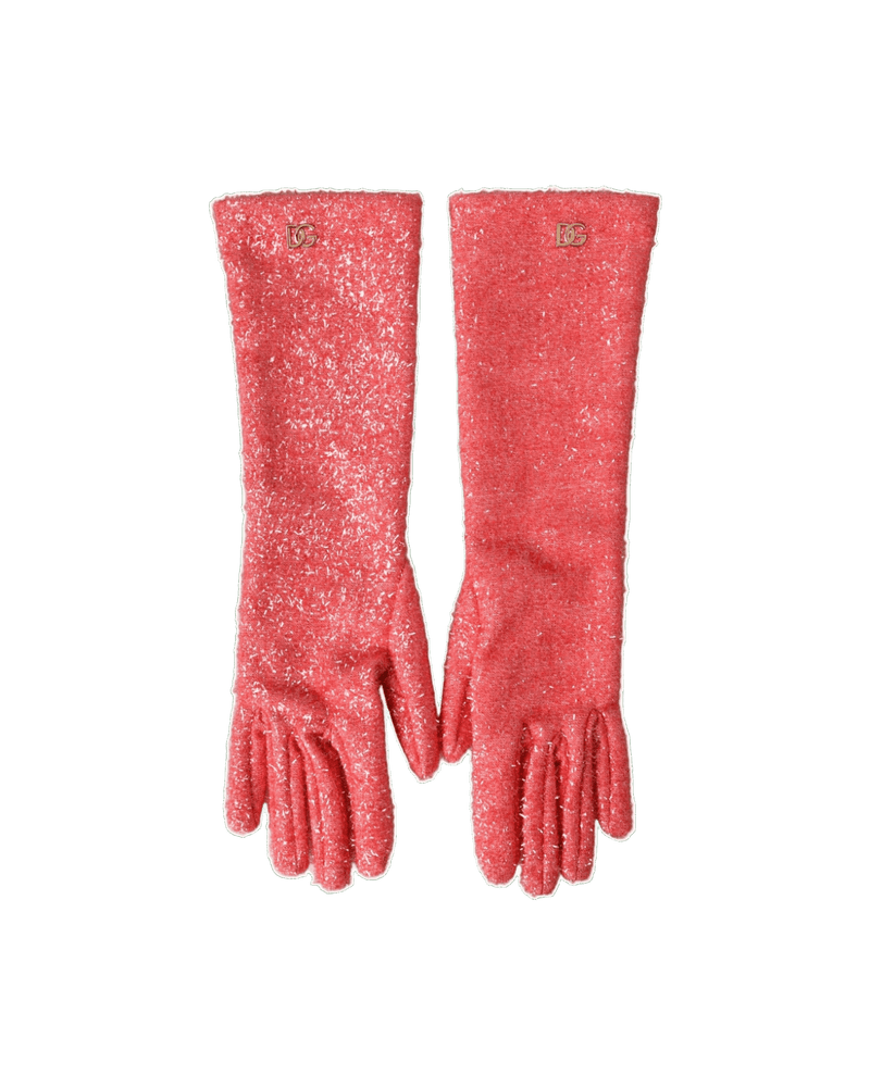 Dolce & Gabbana Lurex Fantasia Mid Arm Length Pink Gloves Glam Steals