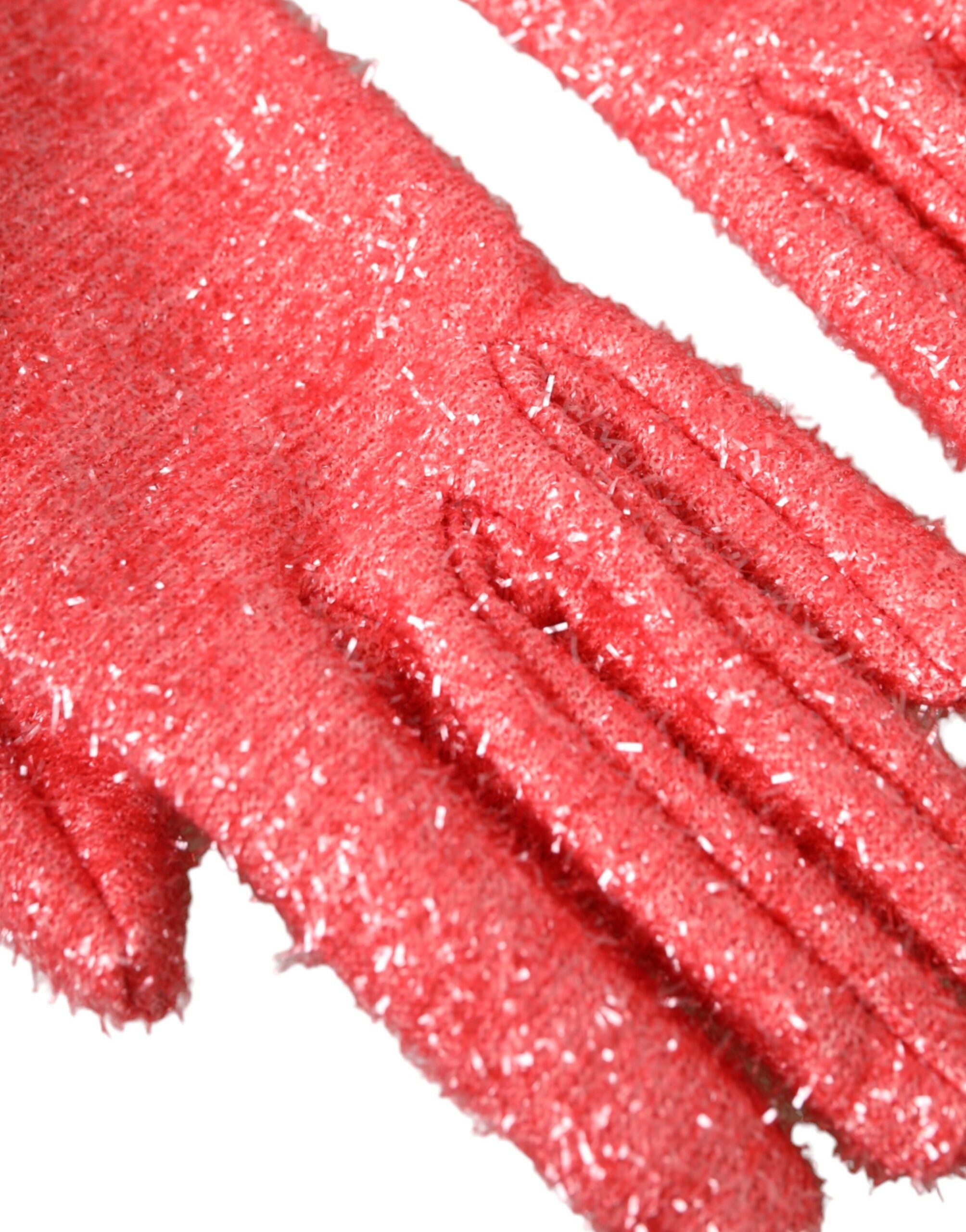 Dolce & Gabbana Lurex Fantasia Mid Arm Length Pink Gloves Glam Steals