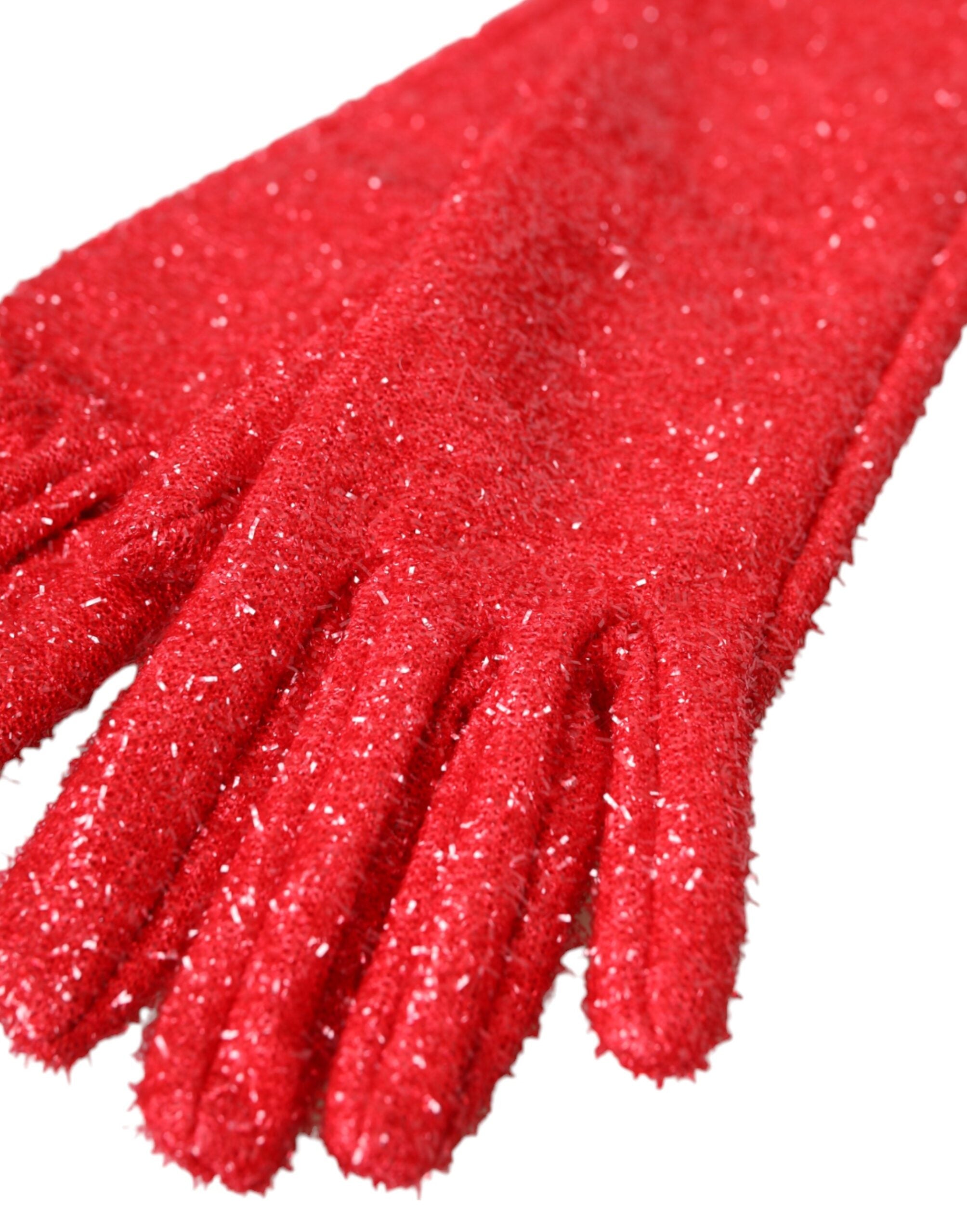 Dolce & Gabbana Lurex Fantasia Mid Arm Length Red Gloves Glam Steals