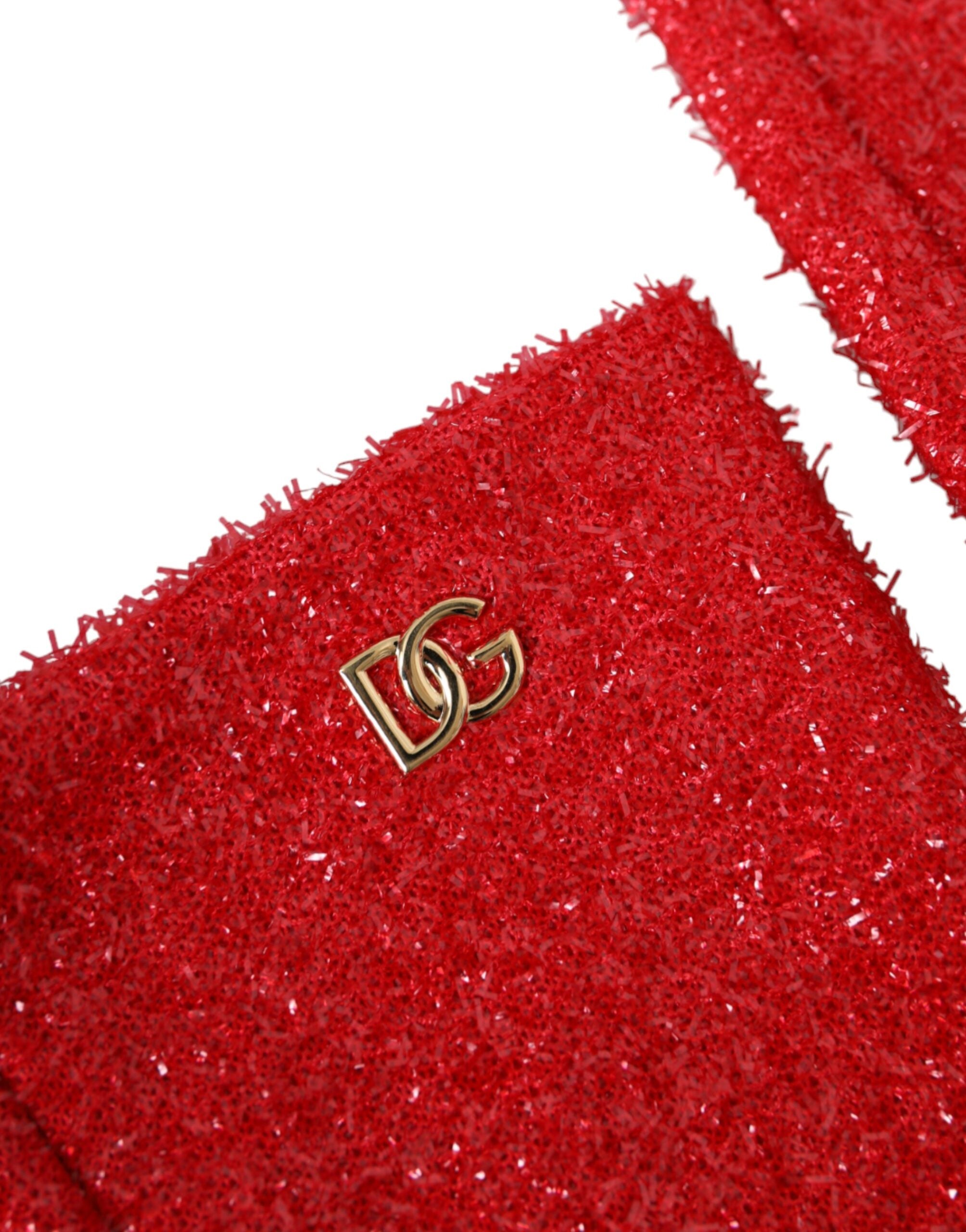 Dolce & Gabbana Lurex Fantasia Mid Arm Length Red Gloves Glam Steals