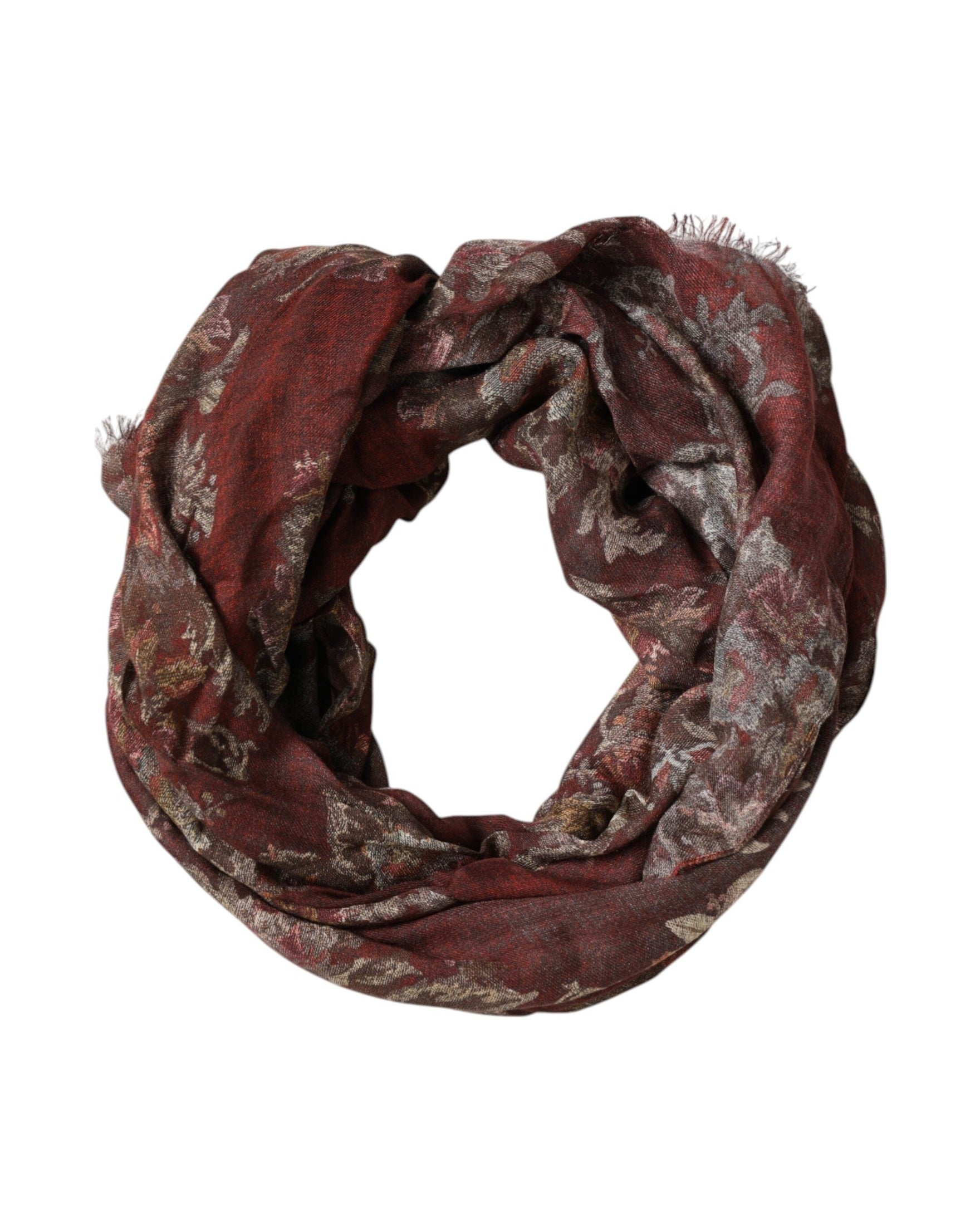 Dolce & Gabbana Maroon Floral Neck Warmer Foulard Scarf Glam Steals