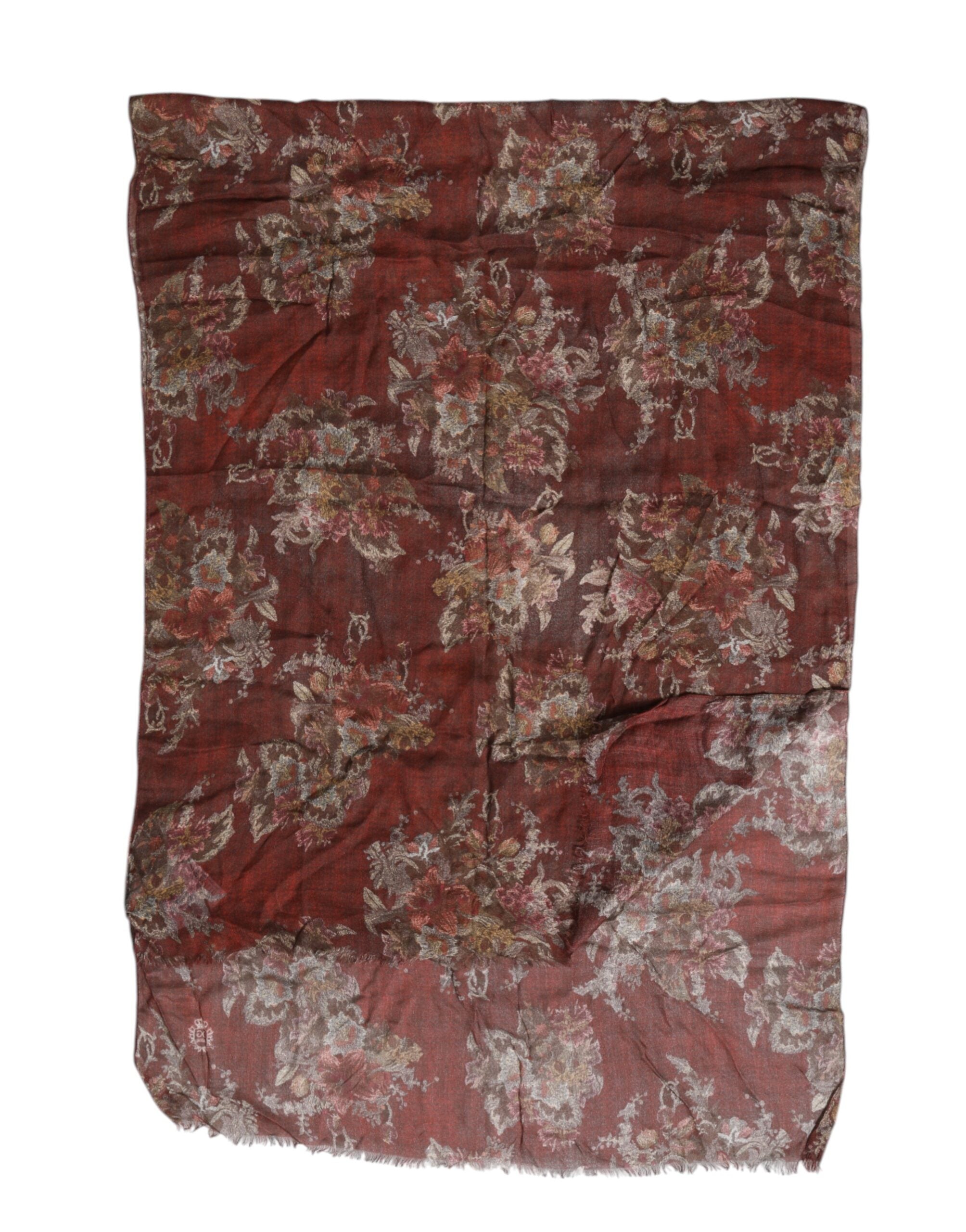 Dolce & Gabbana Maroon Floral Neck Warmer Foulard Scarf Glam Steals