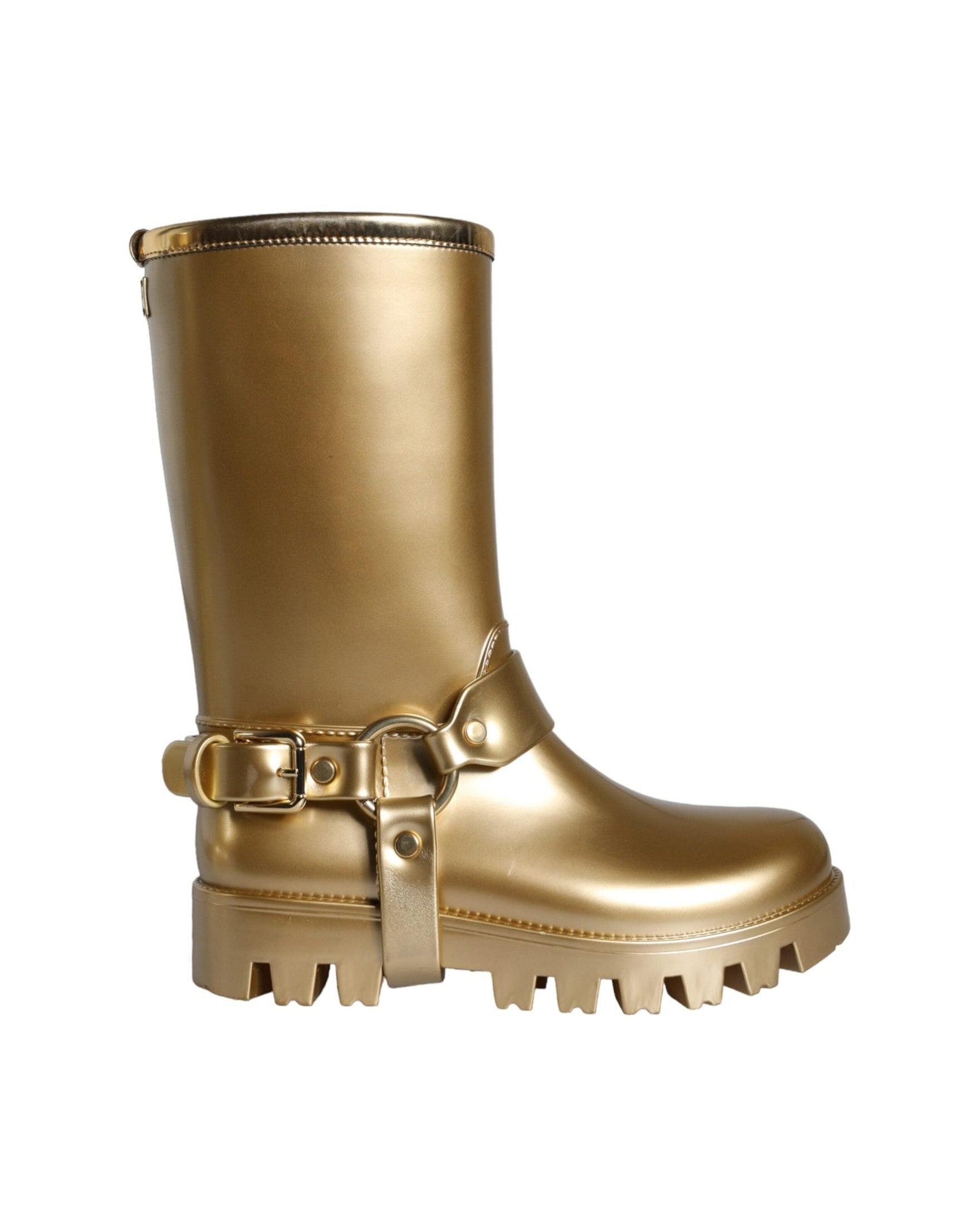 Dolce & Gabbana Metallic Gold Rubber Pvc Rain Boots Shoes Glam Steals