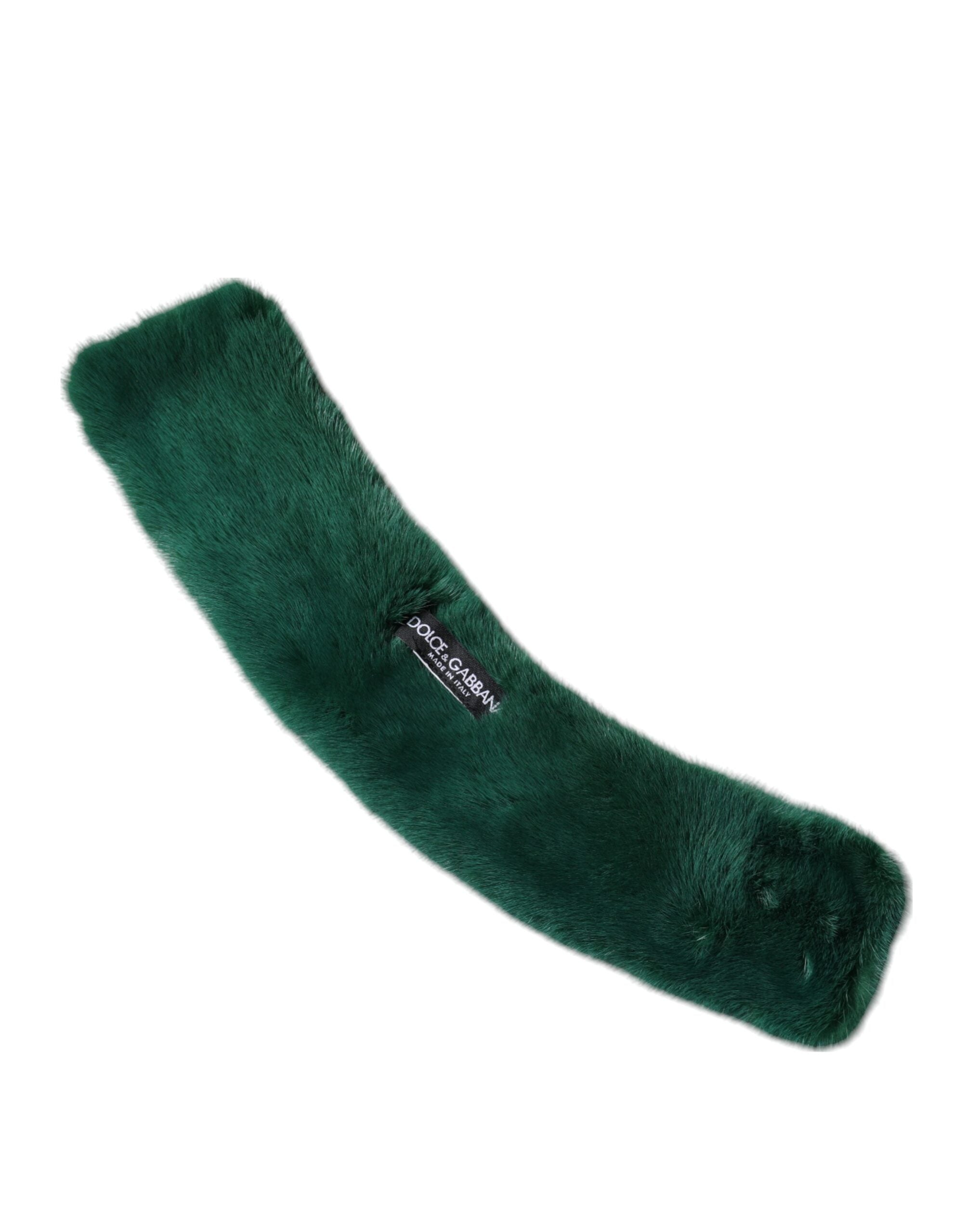 Dolce & Gabbana Mink Fur Collar Women Neck Wrap Green Scarf Glam Steals