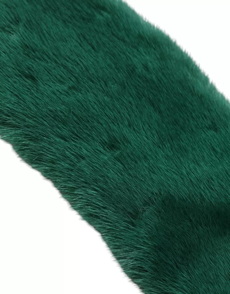 Dolce & Gabbana Mink Fur Collar Women Neck Wrap Green Scarf Glam Steals