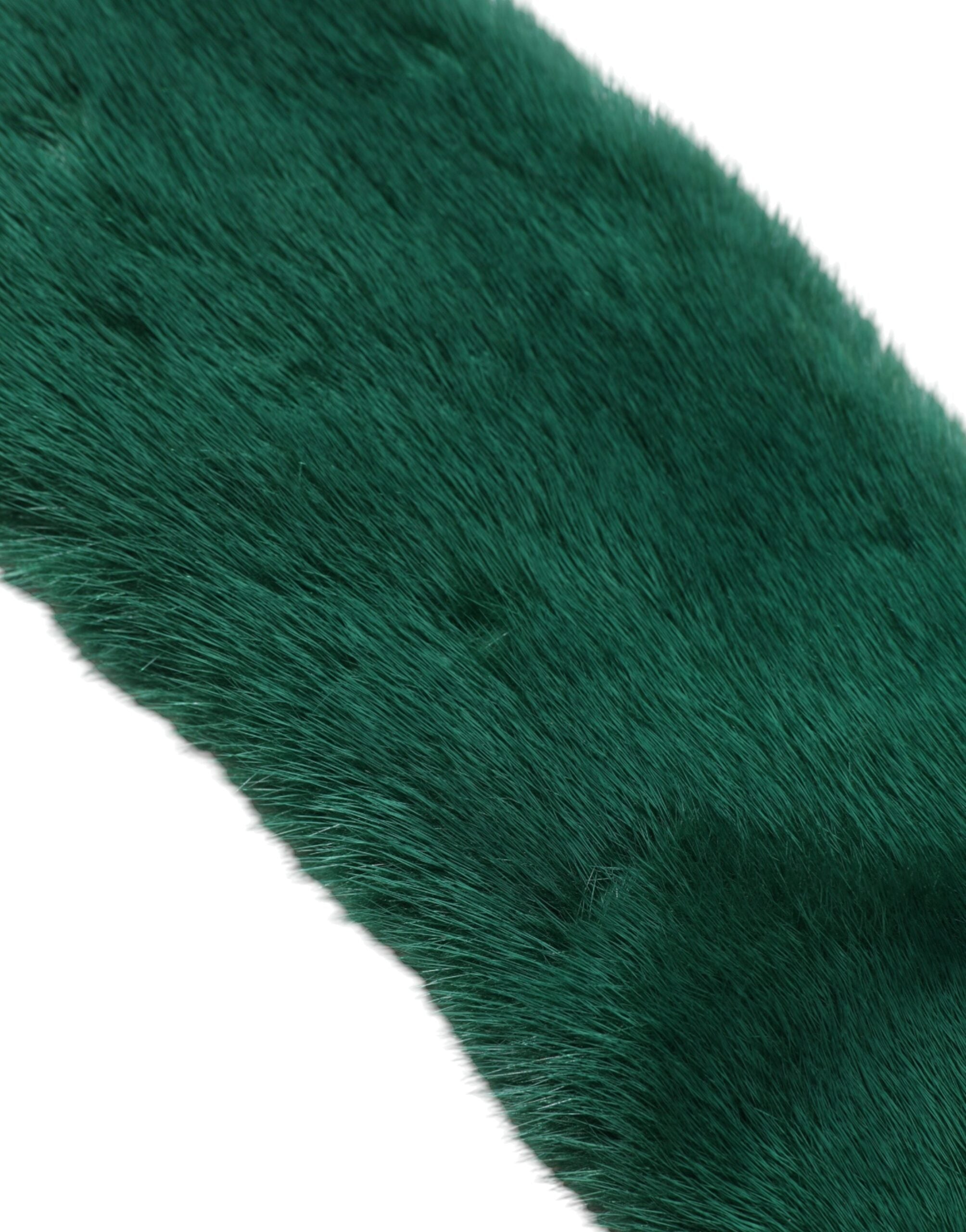 Dolce & Gabbana Mink Fur Collar Women Neck Wrap Green Scarf Glam Steals