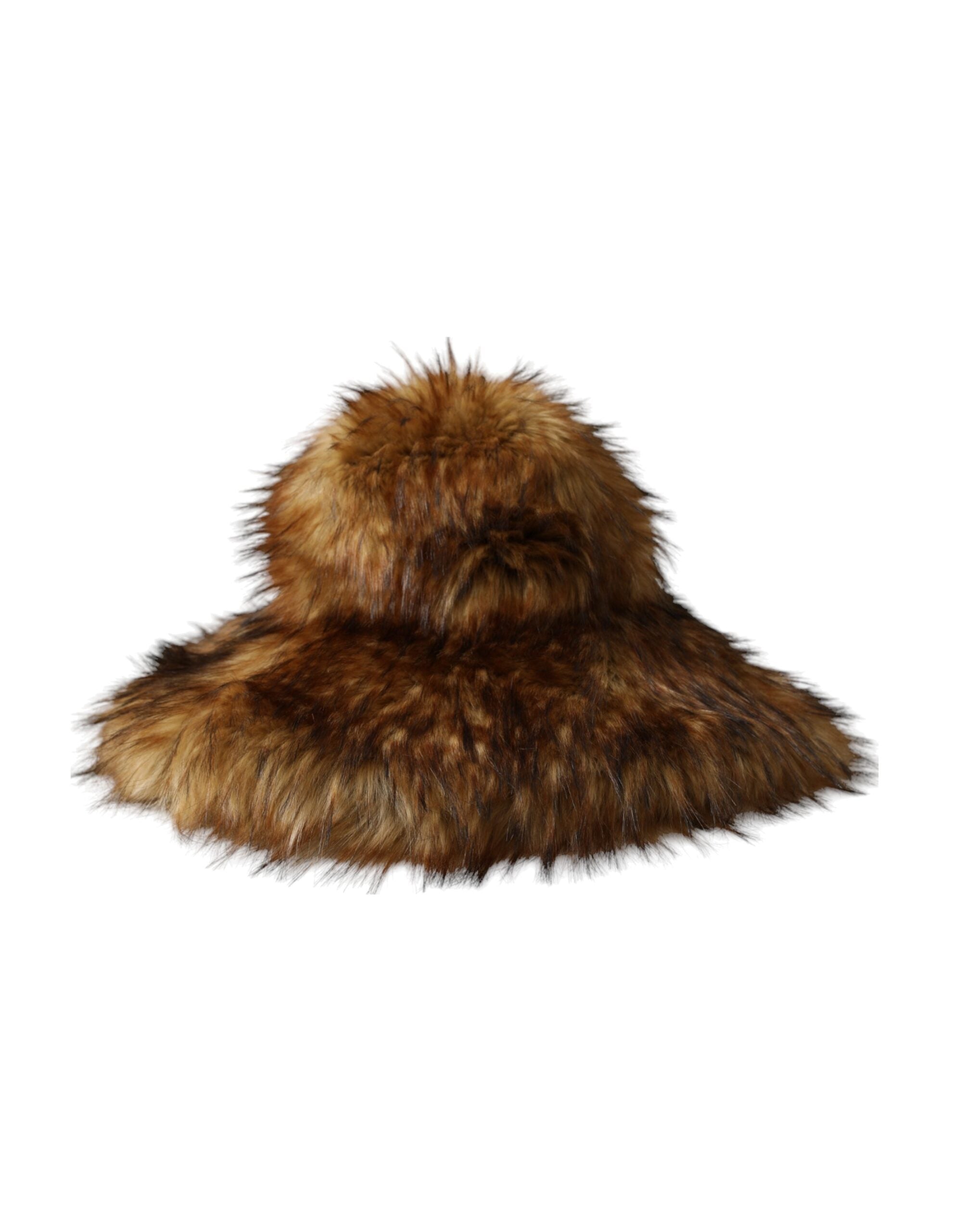 Dolce & Gabbana Modacrylic Faux Fur Bucket Brown Hat Glam Steals