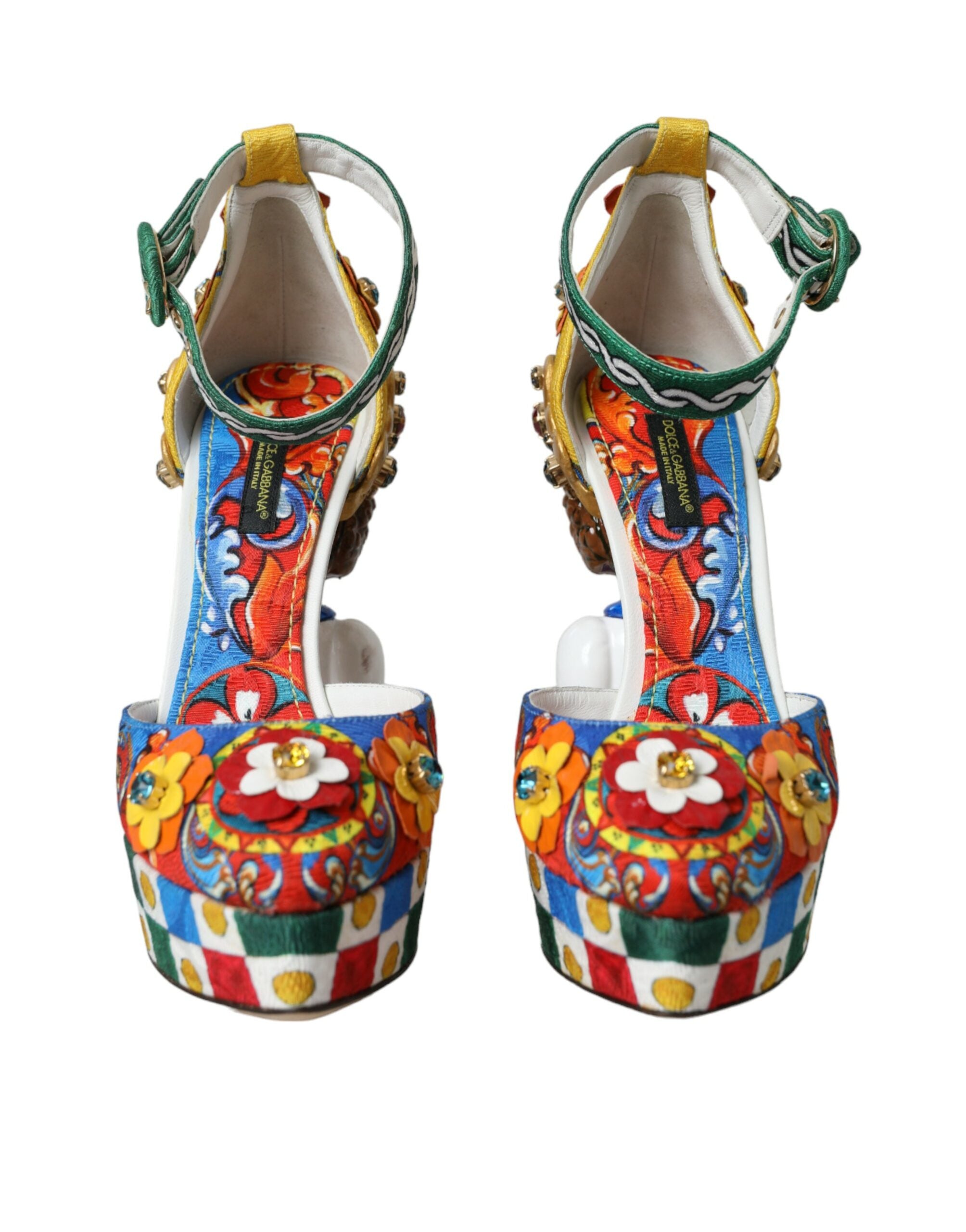 Dolce & Gabbana Multicolor Carretto Embellished Sandals Shoes Glam Steals
