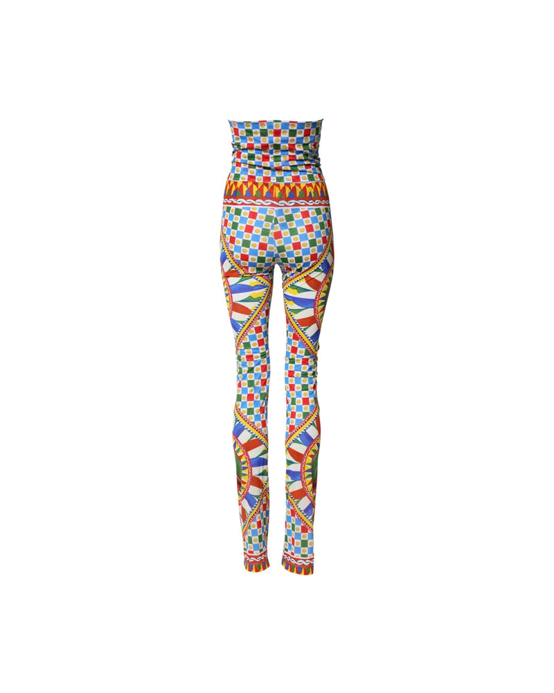 Dolce & Gabbana Multicolor Carretto Leggings High Waist Pant Glam Steals