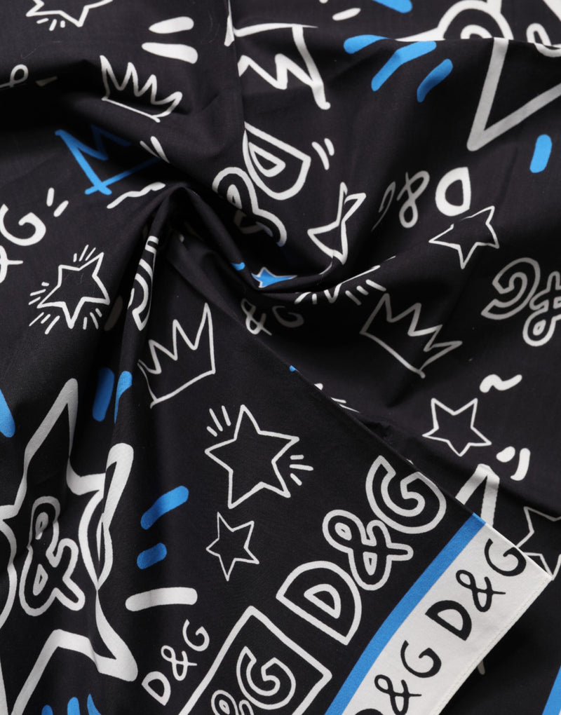 Dolce & Gabbana Multicolor Cotton Graphic Square Foulard Scarf Glam Steals