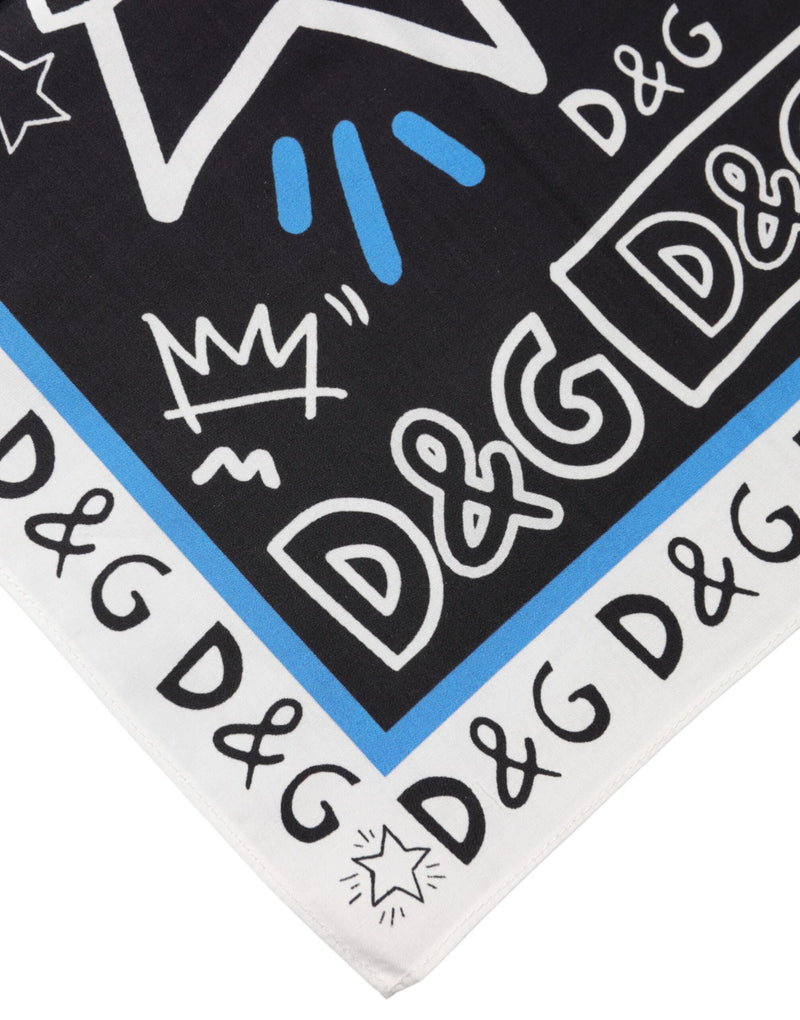 Dolce & Gabbana Multicolor Cotton Graphic Square Foulard Scarf Glam Steals