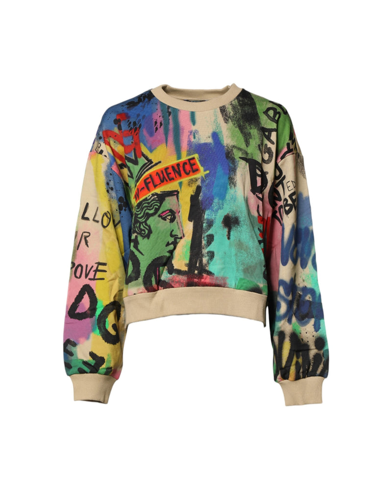 Dolce & Gabbana Multicolor Cotton Print Pullover Sweater Glam Steals