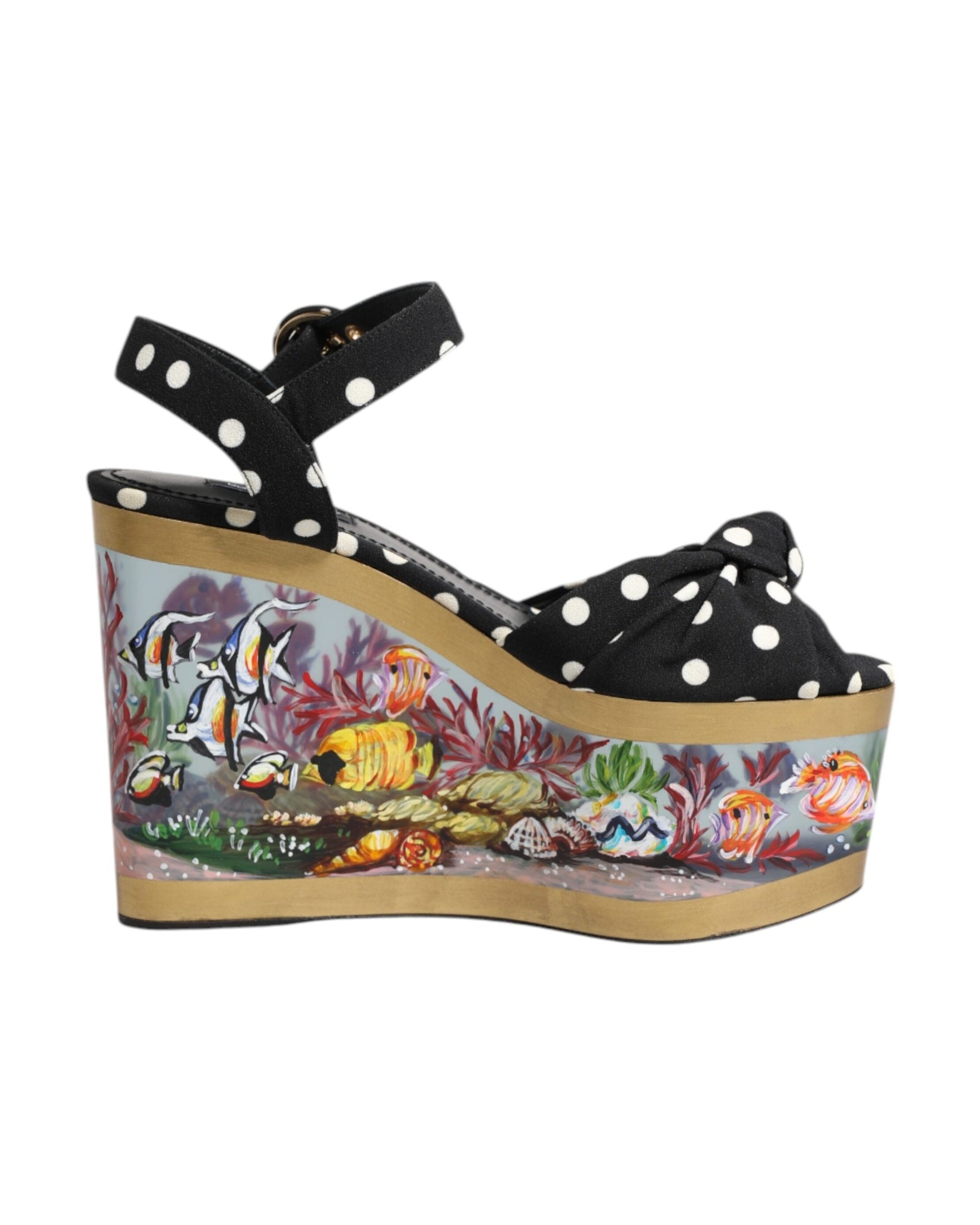 Dolce & Gabbana Multicolor Fish Polka Dot Wedge Sandals Shoes Glam Steals
