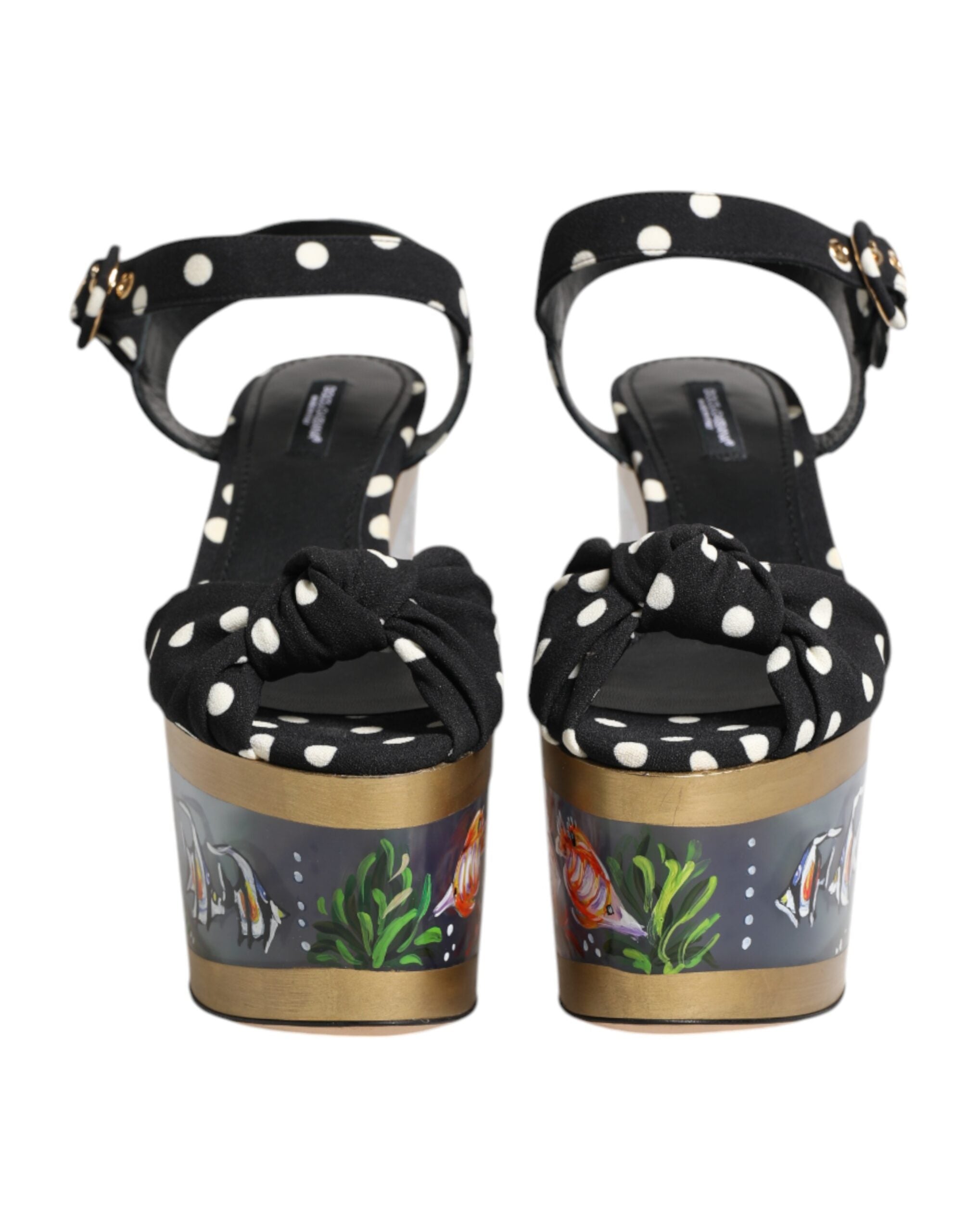 Dolce & Gabbana Multicolor Fish Polka Dot Wedge Sandals Shoes Glam Steals