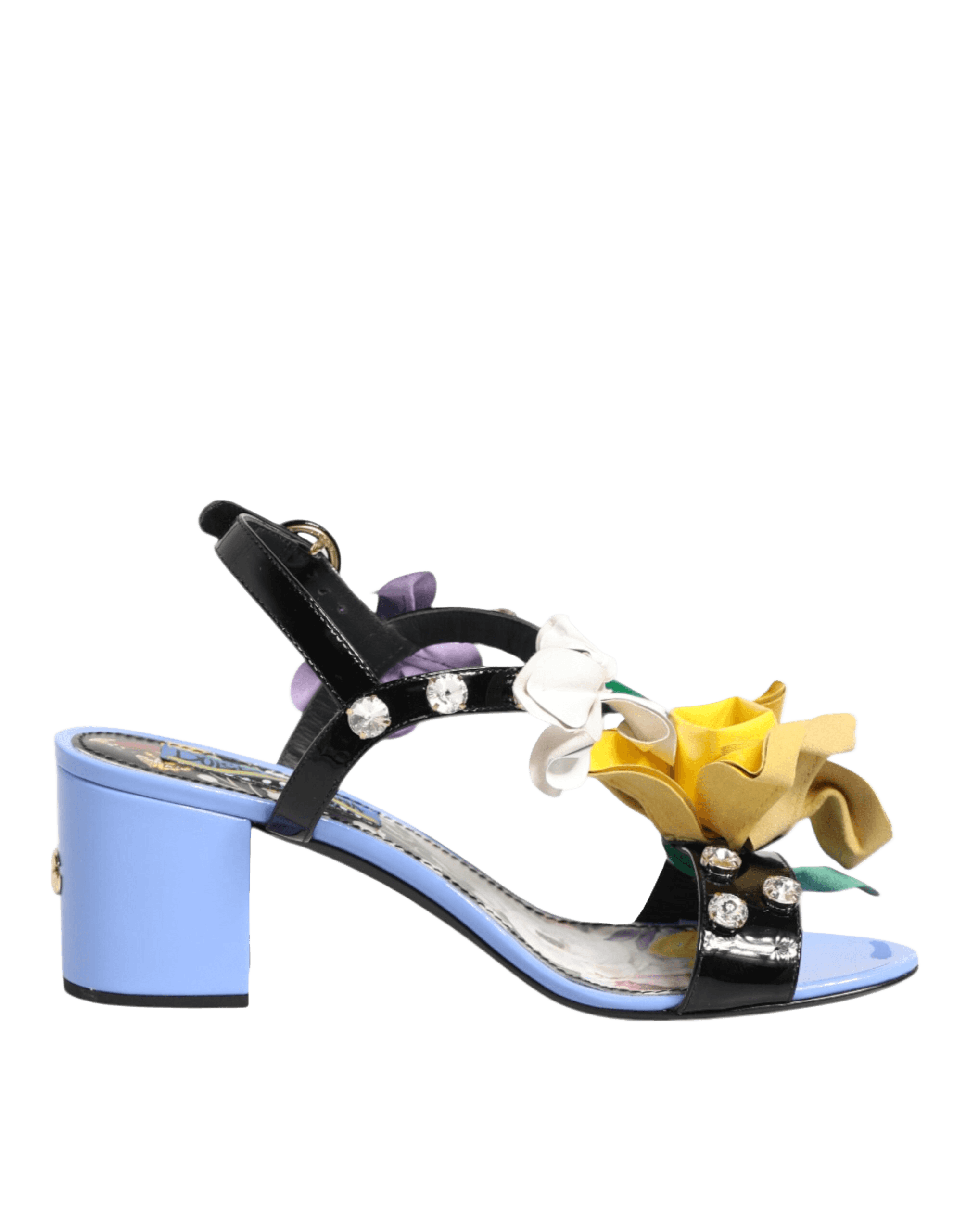 Dolce & Gabbana Multicolor Floral Appliqué Crystal Sandals Shoes Glam Steals