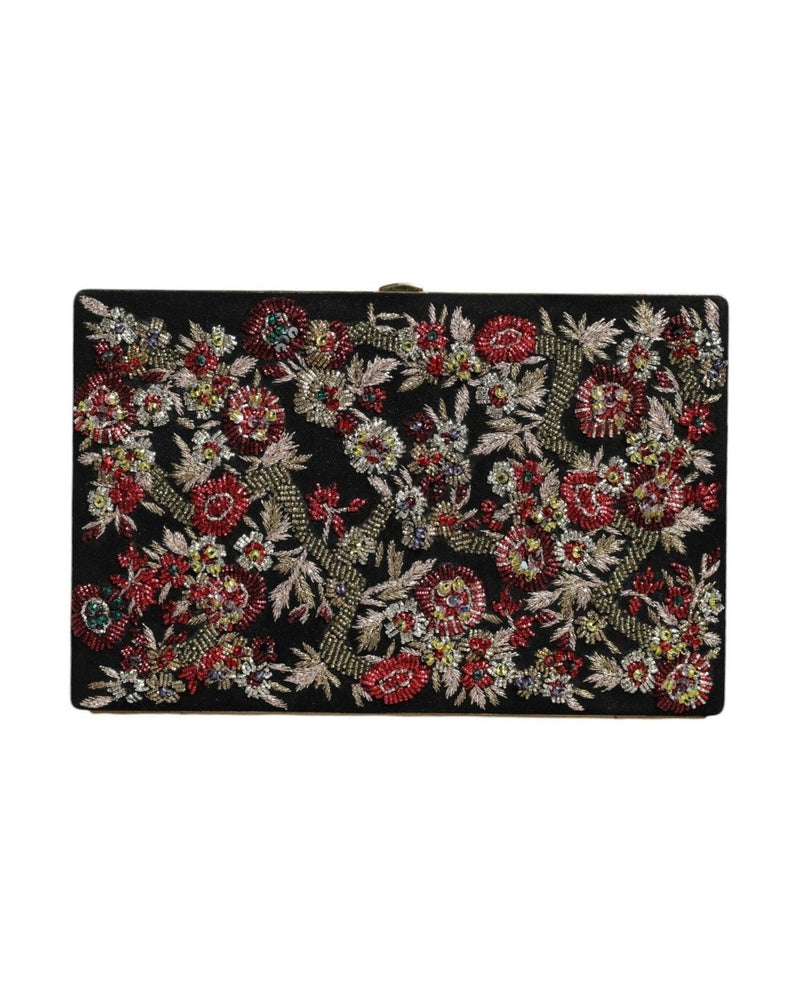 Dolce & Gabbana Floral Frame Clutch Evening Purse Multicolor Gold Bag Glam Steals