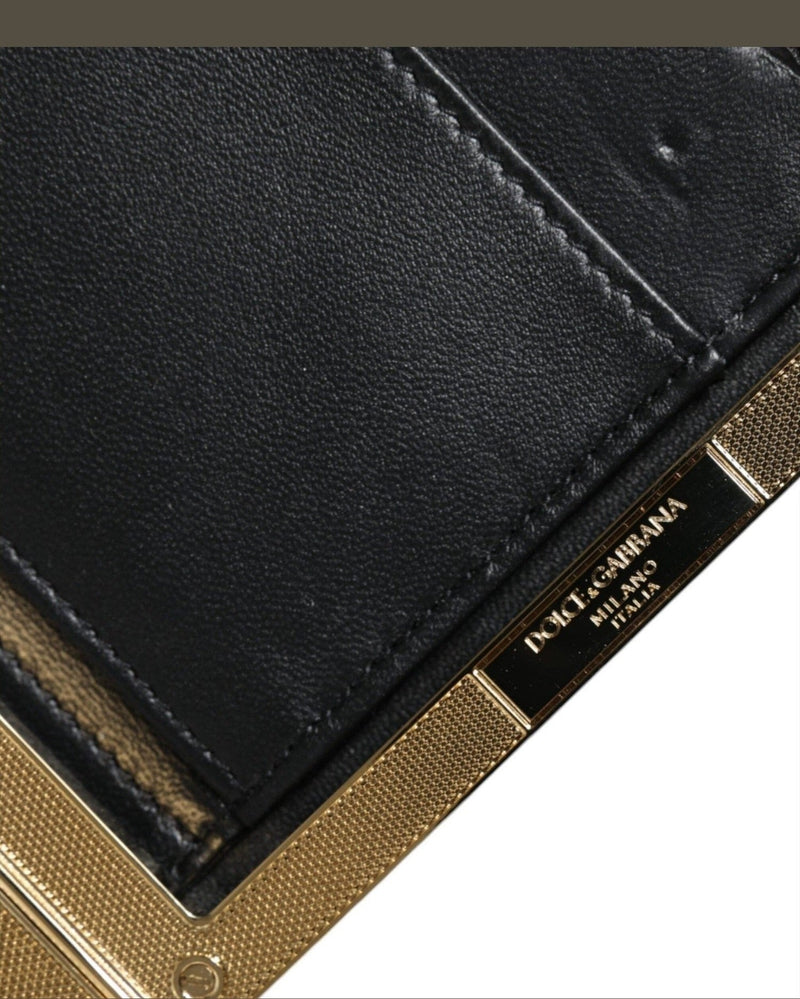 Dolce & Gabbana Floral Frame Clutch Evening Purse Multicolor Gold Bag Glam Steals