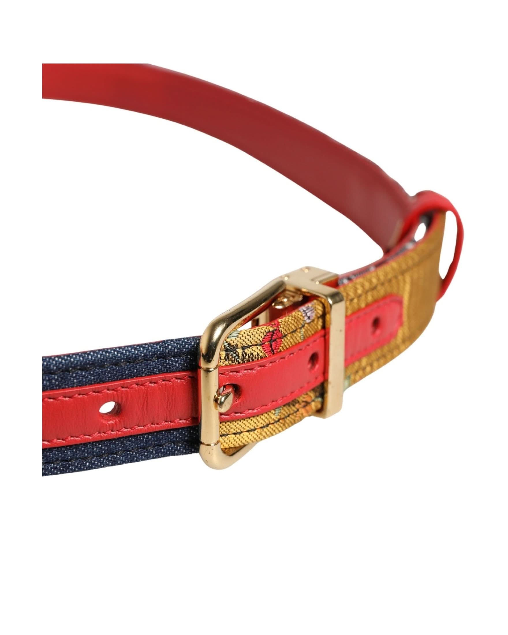 Dolce & Gabbana Multicolor Floral Jacquard Metal Buckle Belt 