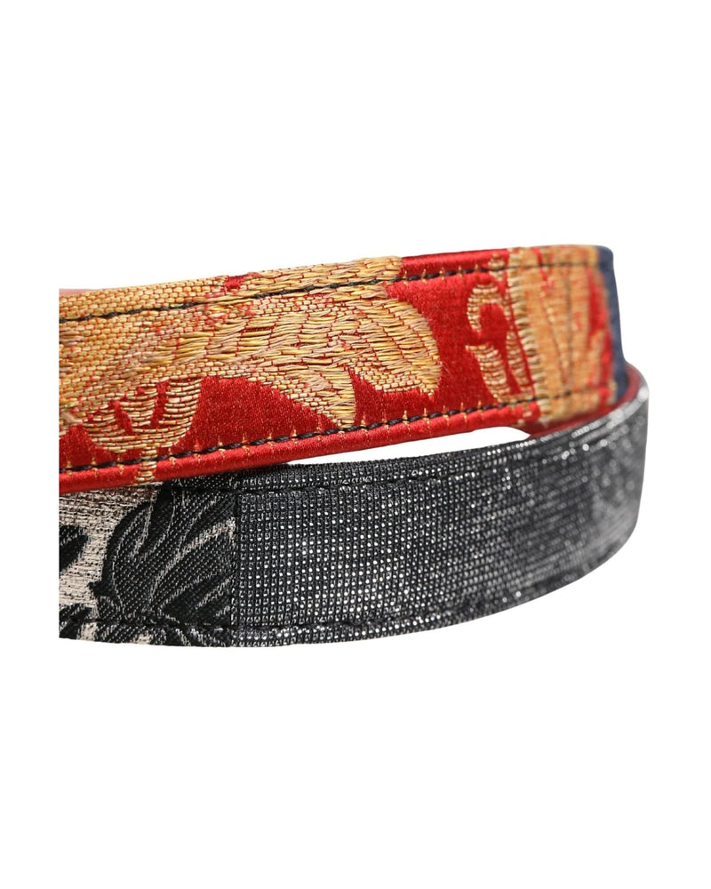 Dolce & Gabbana Multicolor Floral Jacquard Metal Buckle Belt 