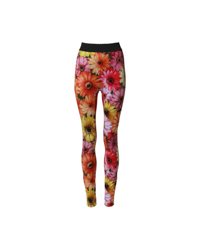 Dolce & Gabbana Multicolor Floral Leggings Stretchwaist Pant Glam Steals