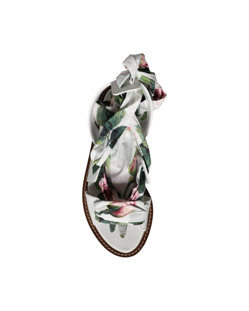 Dolce & Gabbana Multicolor Floral Print Ankle Wrap Sandals Shoes Sandals