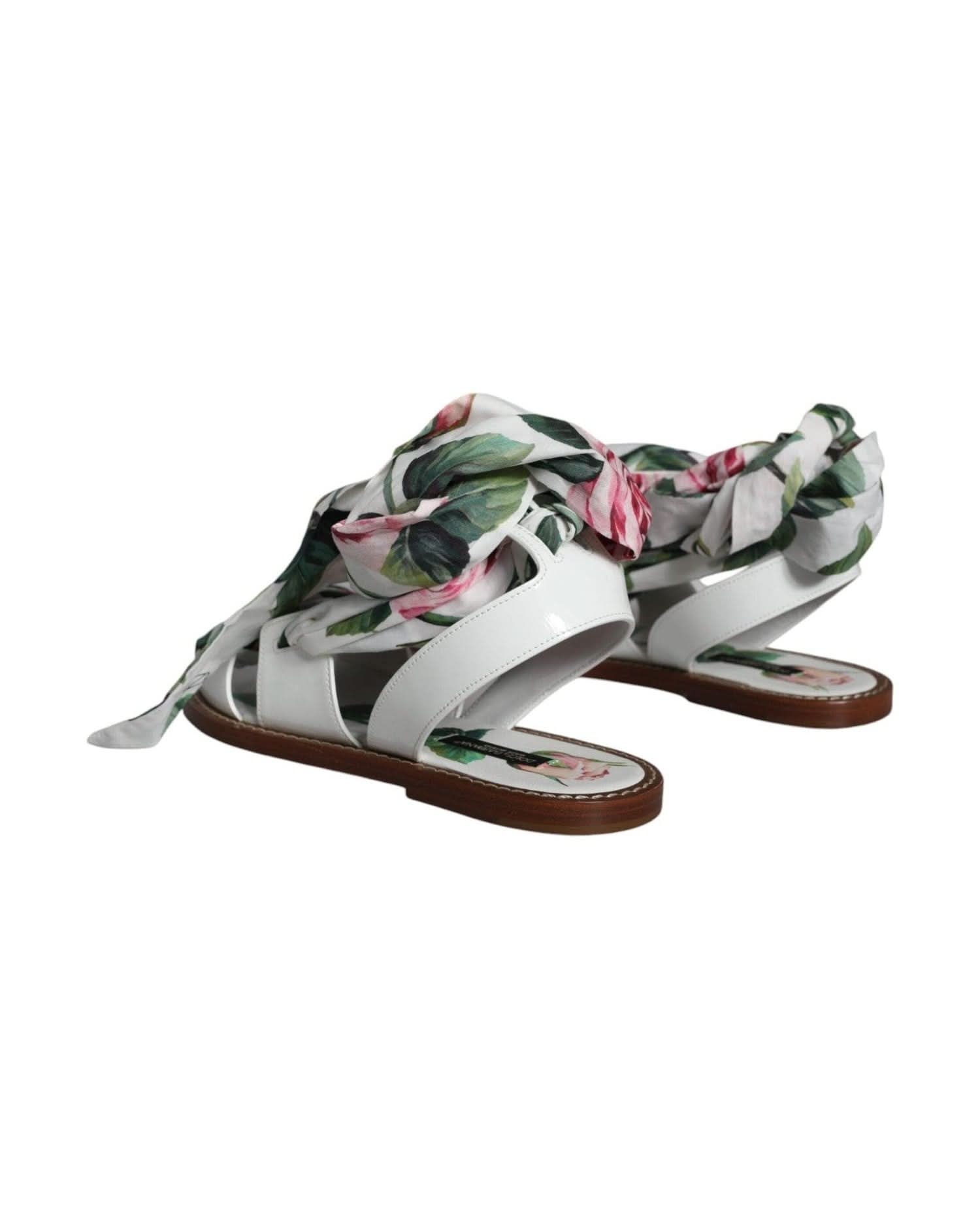 Dolce & Gabbana Multicolor Floral Print Ankle Wrap Sandals Shoes Sandals