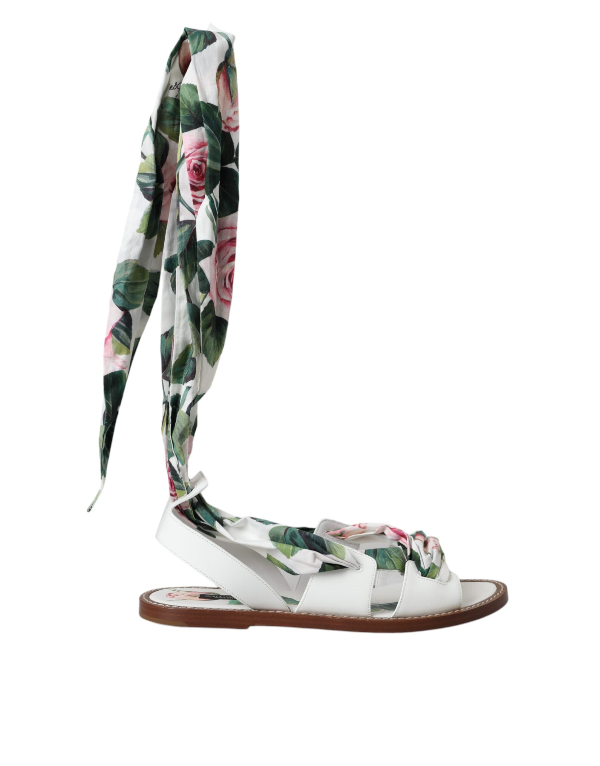Dolce & Gabbana Multicolor Floral Print Ankle Wrap Sandals Shoes Glam Steals
