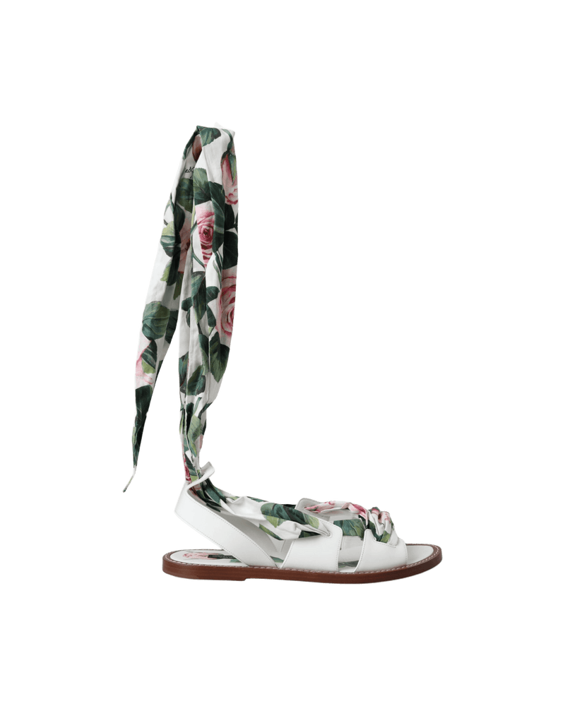 Dolce & Multicolor Gabbana Floral Print Ankle Wrap Sandals Shoes Glam Steals