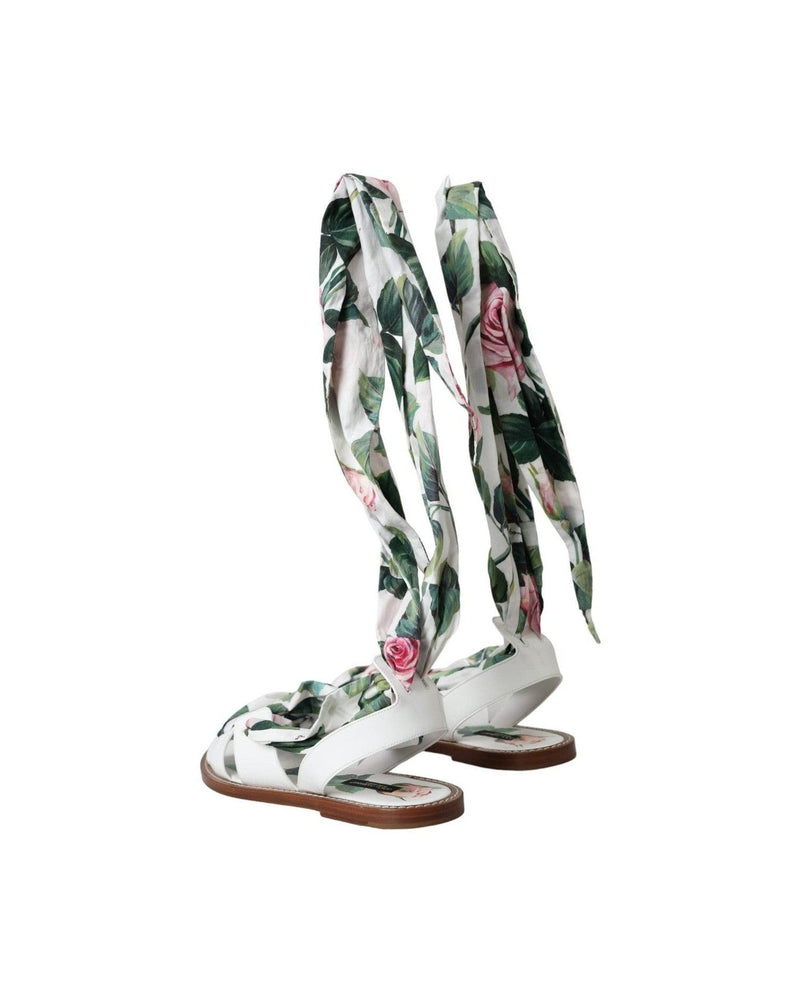 Dolce & Gabbana Multicolor Floral Print Ankle Wrap Sandals Shoes Glam Steals