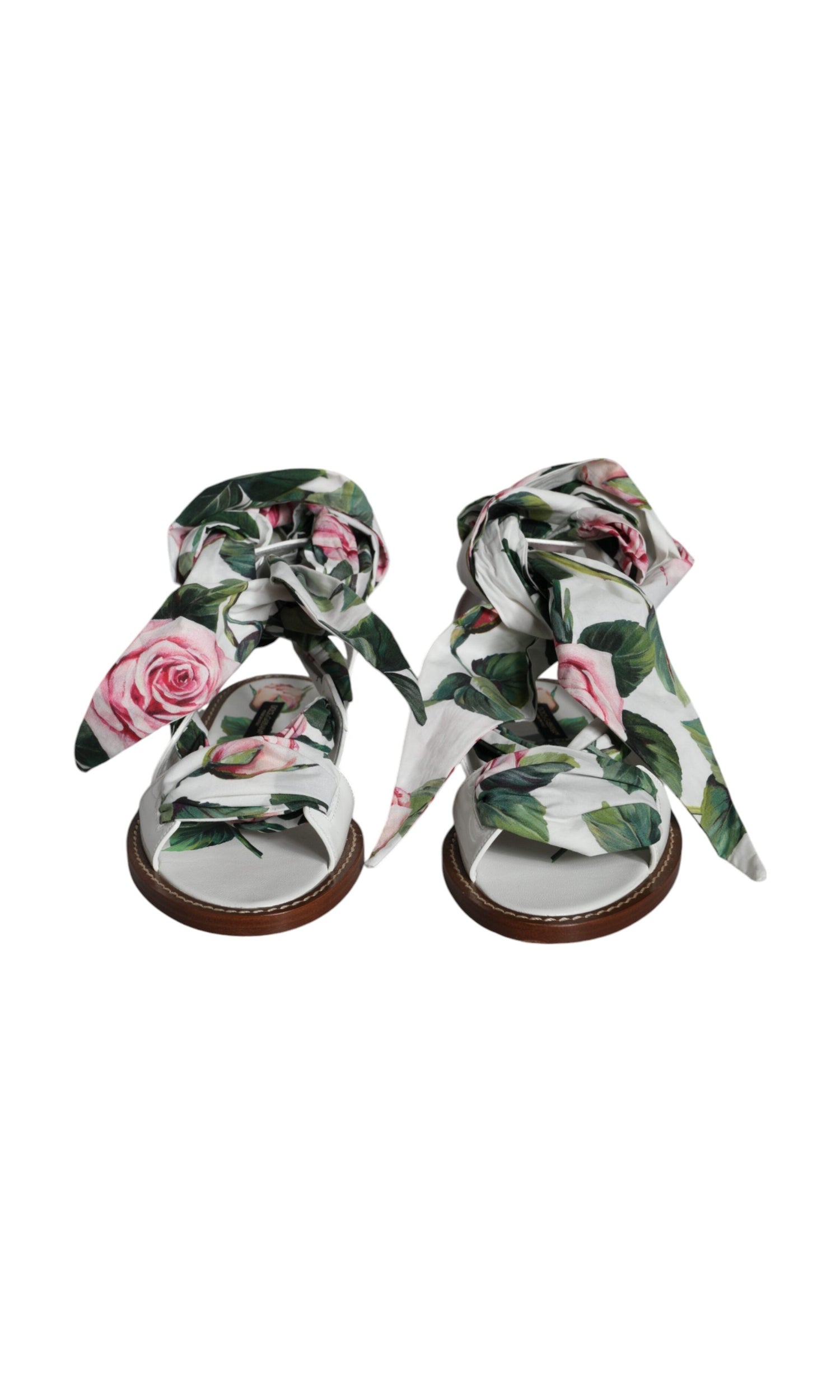 Dolce & Gabbana Multicolor Floral Print Ankle Wrap Sandals Shoes Glam Steals