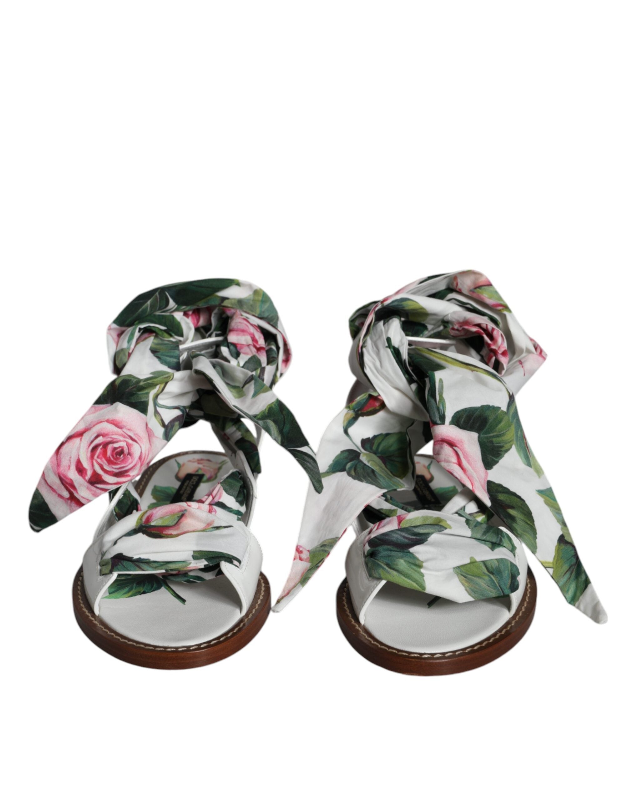 Dolce & Gabbana Multicolor Floral Print Ankle Wrap Sandals Shoes Glam Steals