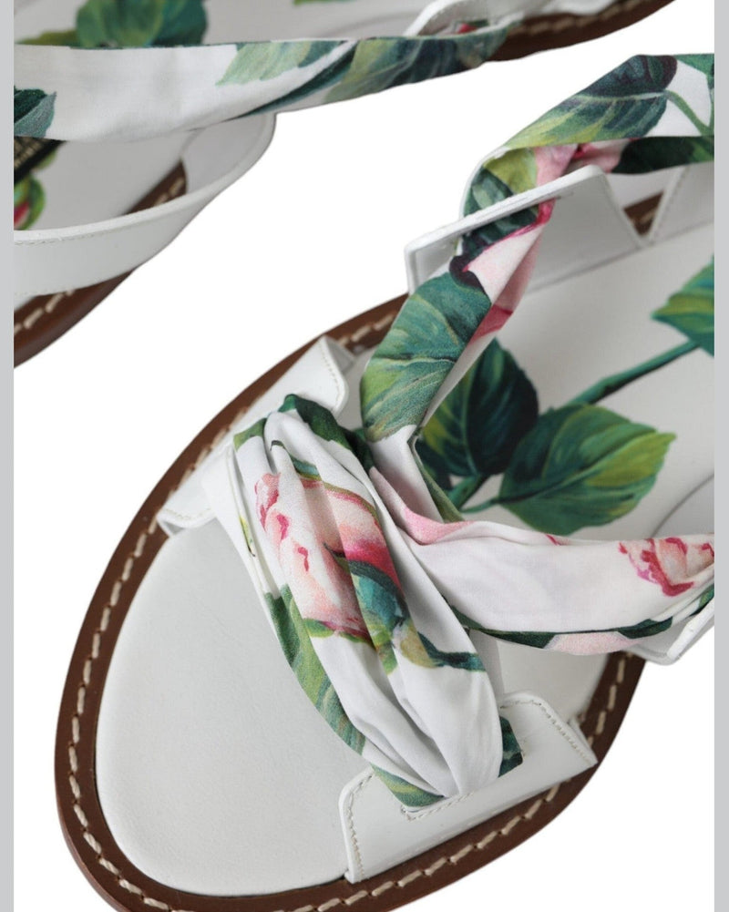 Dolce & Gabbana Multicolor Floral Print Ankle Wrap Sandals Shoes Glam Steals