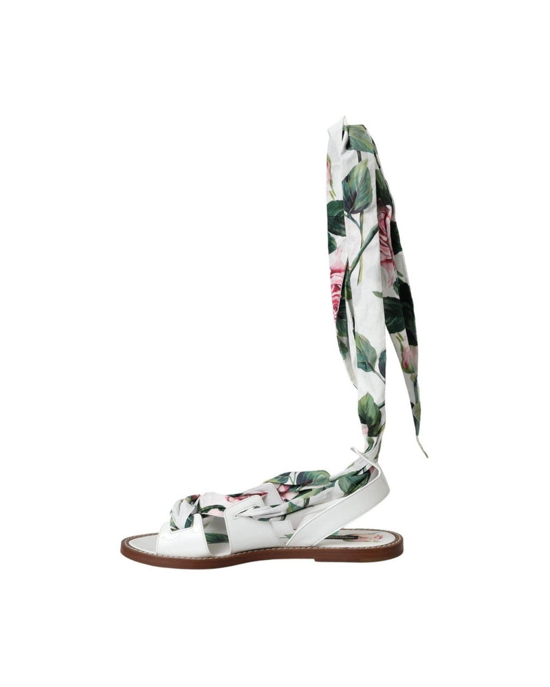 Dolce & Gabbana Multicolor Floral Print Ankle Wrap Sandals Shoes Glam Steals