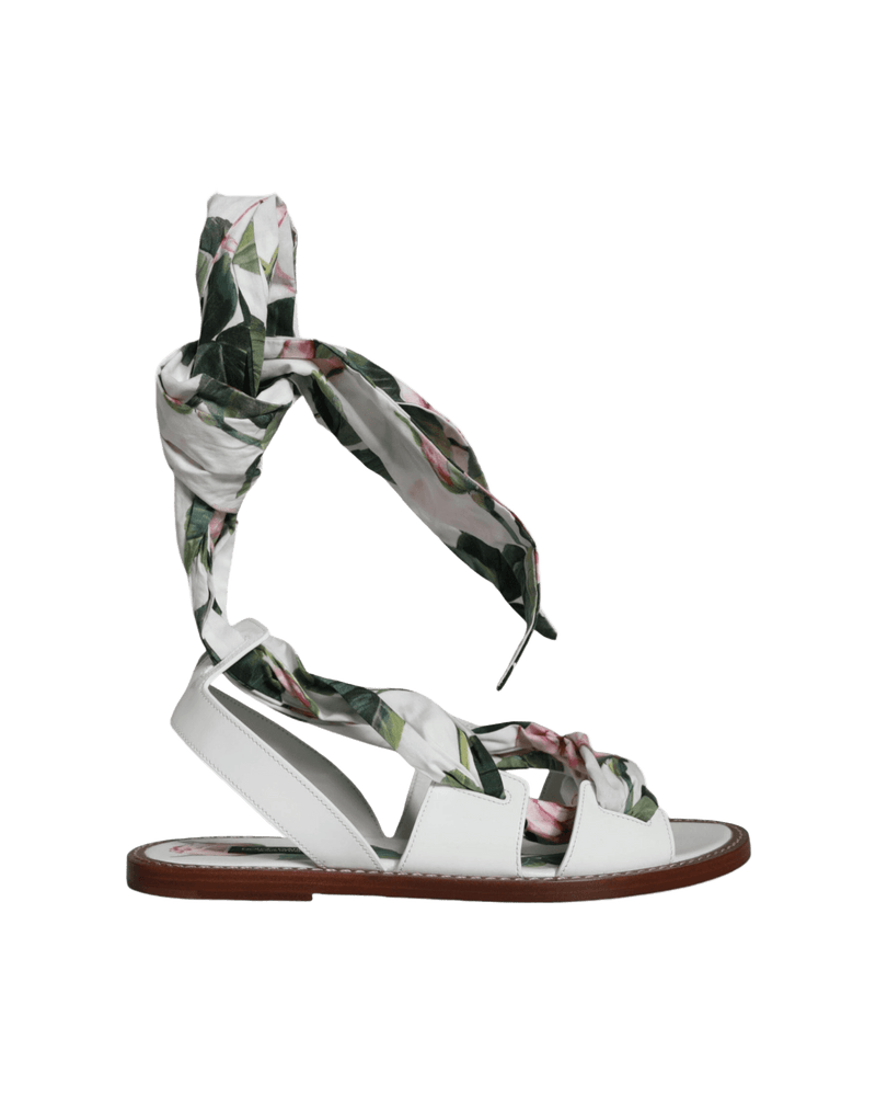 Dolce & Multicolor Gabbana Floral Print Ankle Wrap Sandals Shoes Glam Steals
