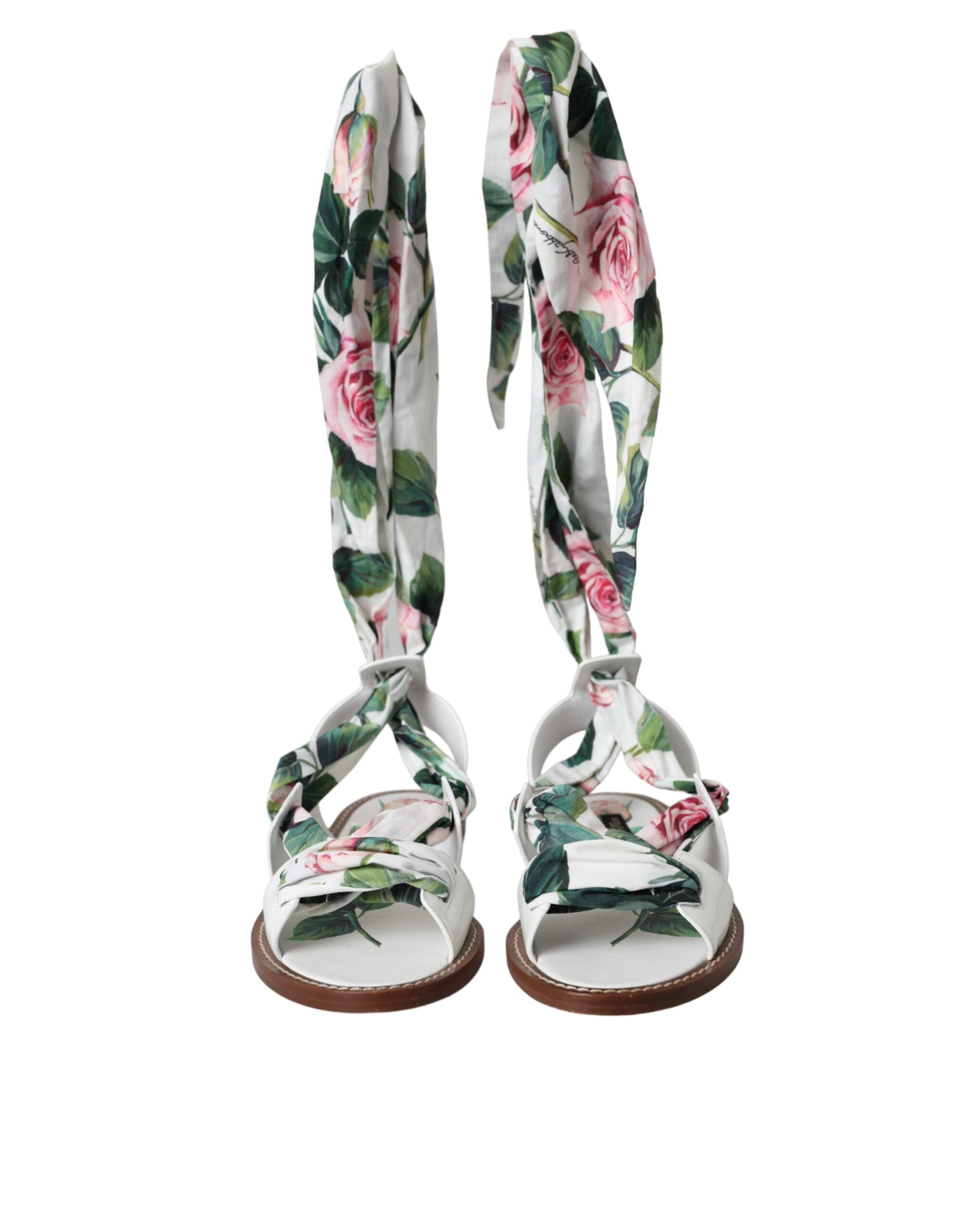 Dolce & Gabbana Multicolor Floral Print Ankle Wrap Sandals Shoes Glam Steals