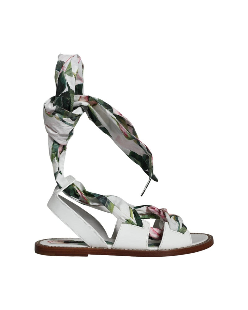 Dolce & Gabbana Multicolor Floral Print Ankle Wrap Sandals Shoes Glam Steals