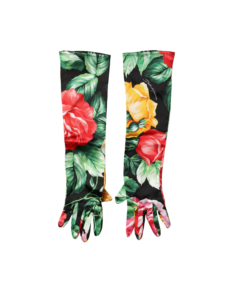Dolce & Gabbana Multicolor Floral Print Elbow Length Gloves 
