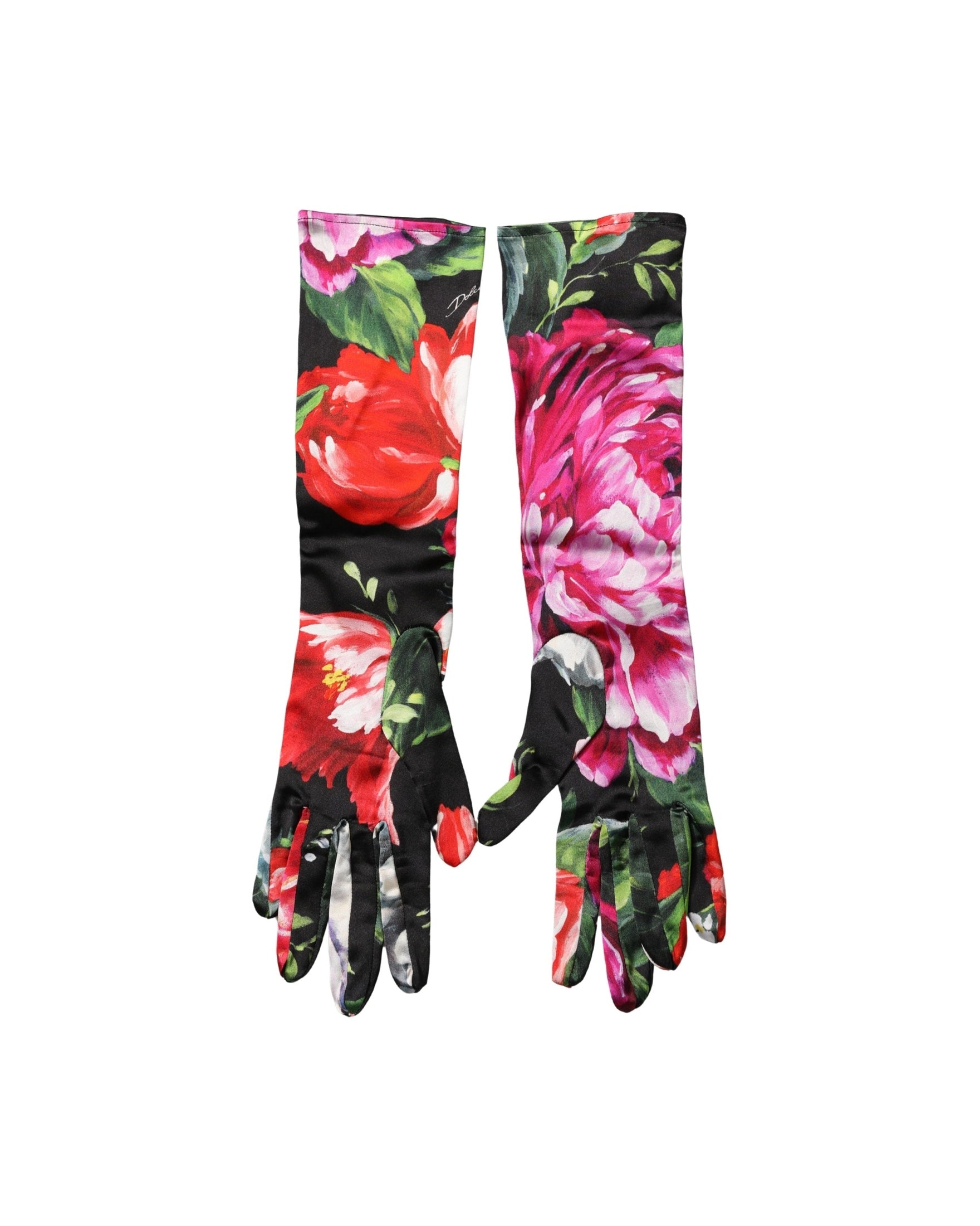 Dolce & Gabbana Multicolor Floral Print Elbow Length Gloves