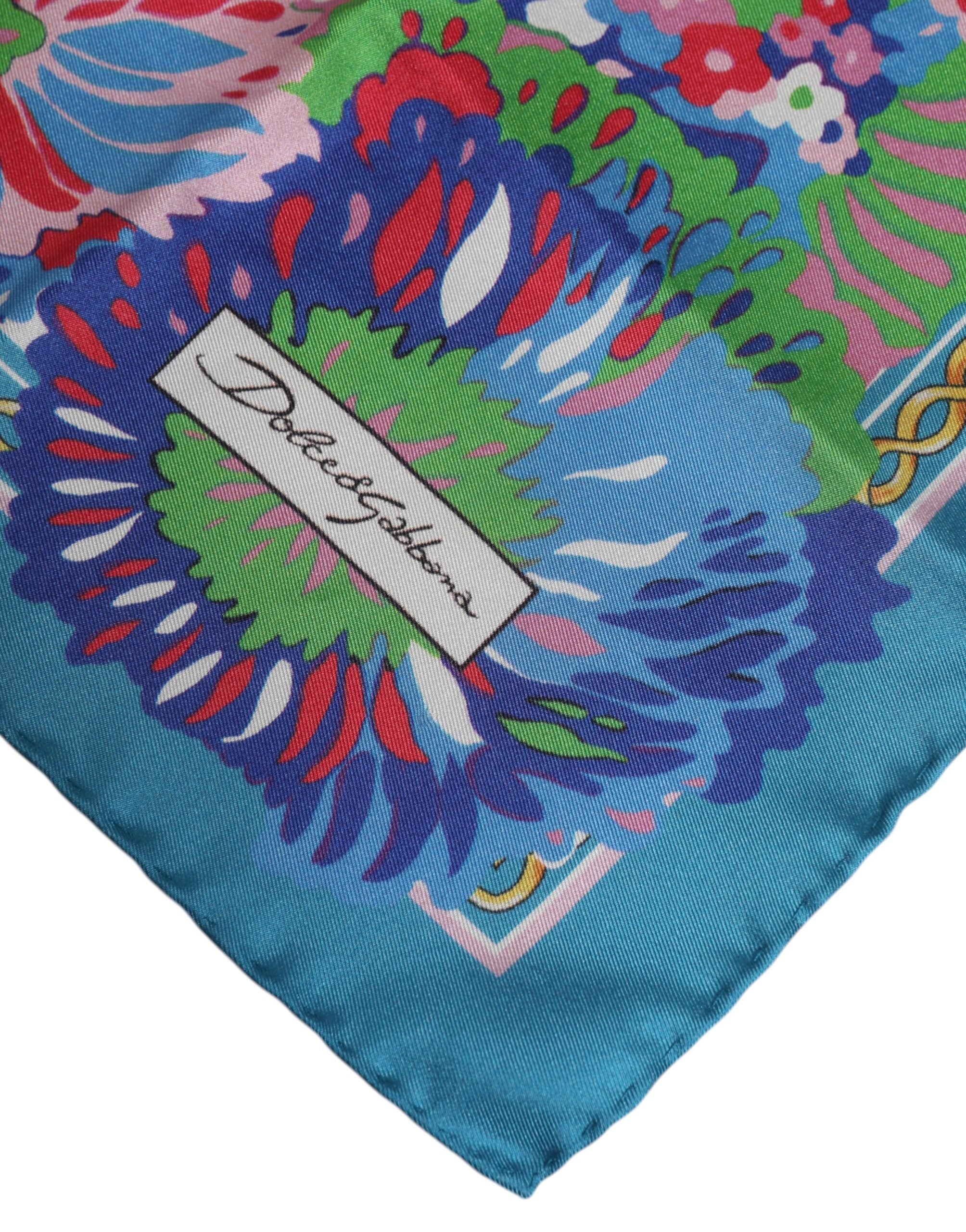 Dolce & Gabbana Multicolor Floral Print Square Foulard Scarf Glam Steals