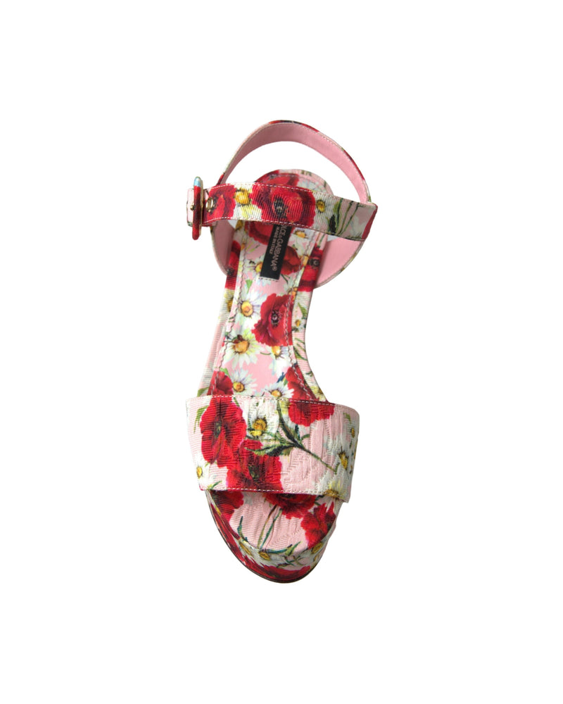Dolce & Gabbana Multicolor Floral Print Wedges Ankle Strap Sandals Glam Steals