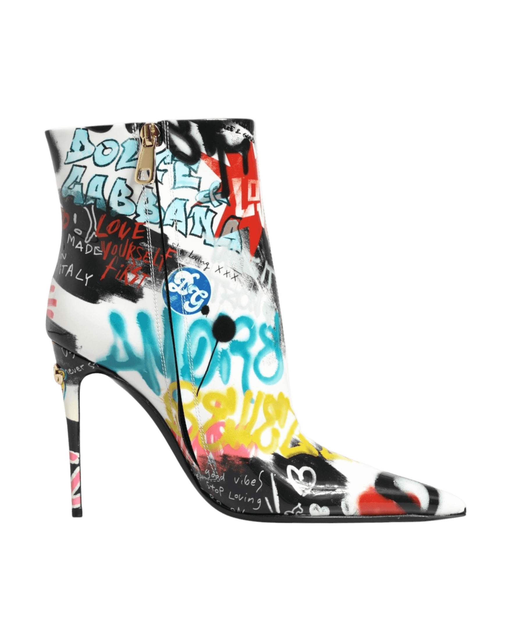 Dolce & Gabbana Multicolor Graffiti Keira Mid Calf Boots Shoes Glam Steals