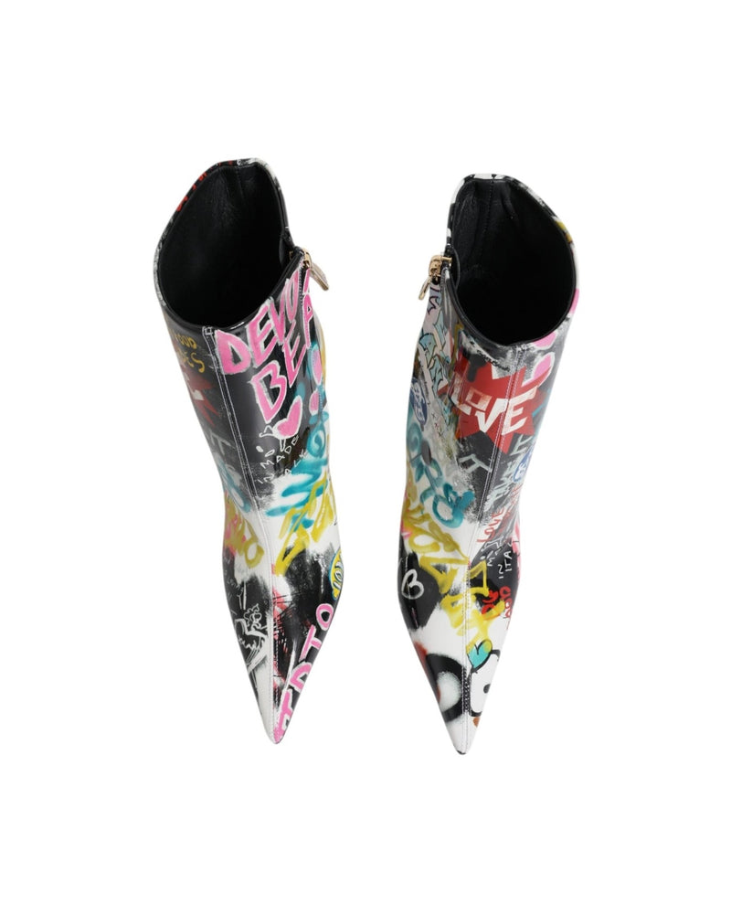 Dolce & Gabbana Multicolor Graffiti Keira Mid Calf Boots Shoes Glam Steals