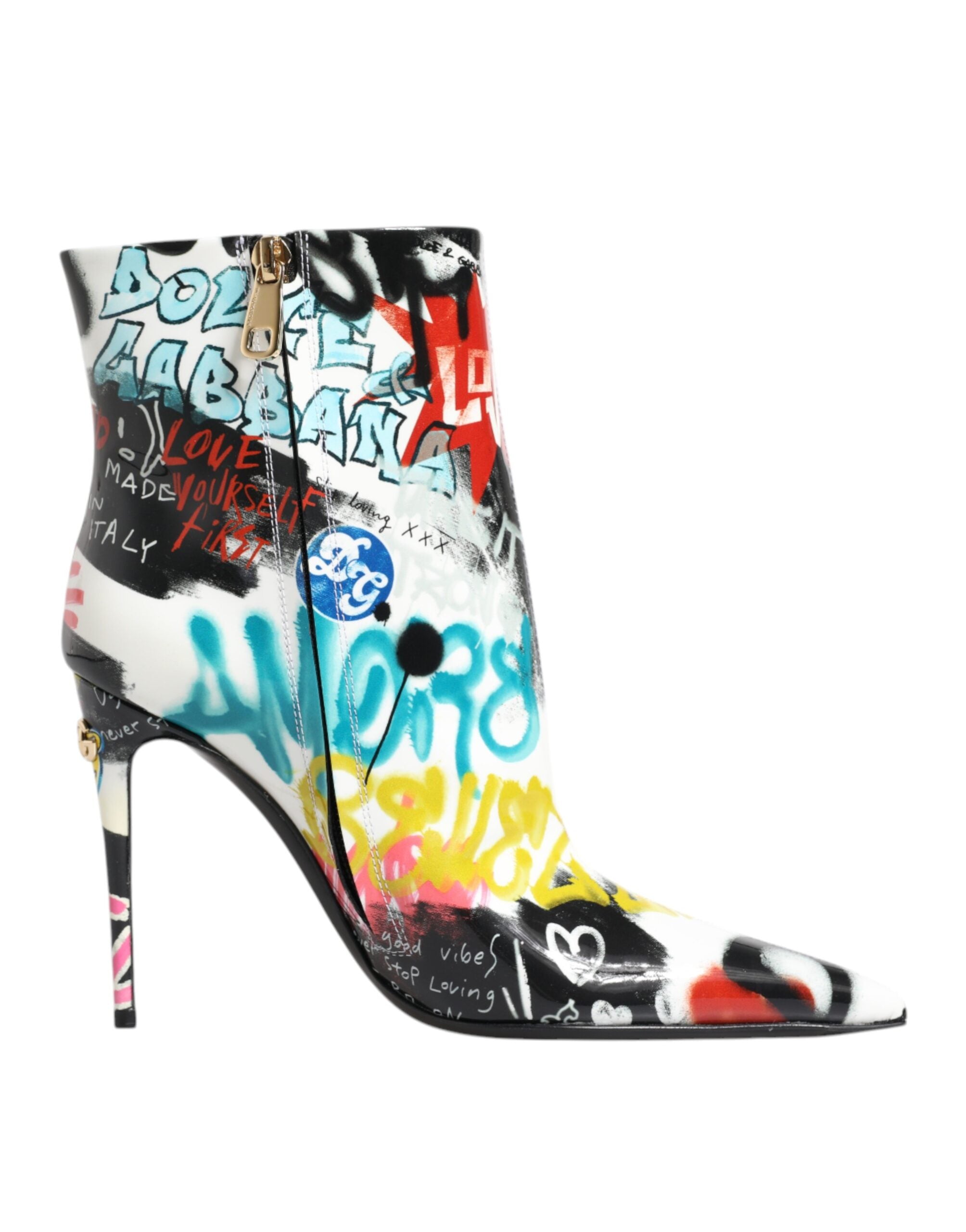 Dolce & Gabbana Multicolor Graffiti Keira Mid Calf Boots Shoes Glam Steals