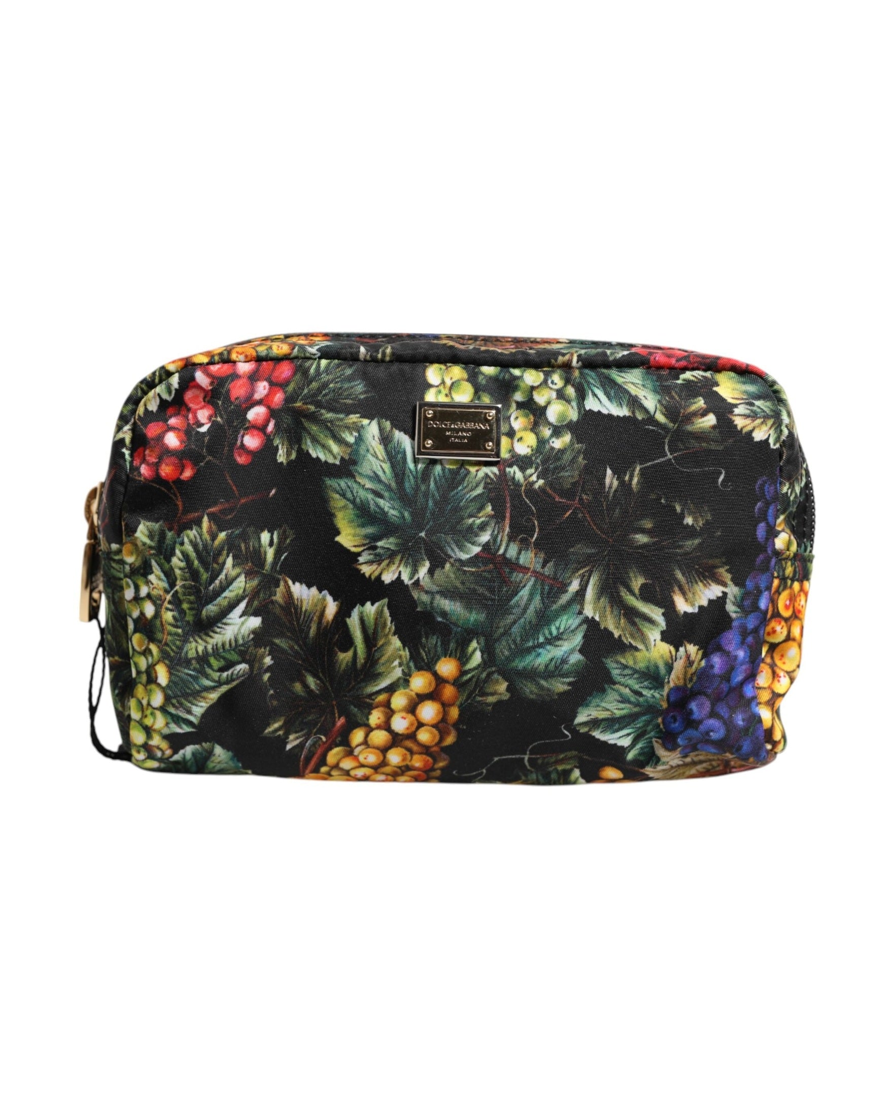 Dolce & Gabbana Multicolor Grape Print Clutch Logo Plaque Pouch Bag Glam Steals