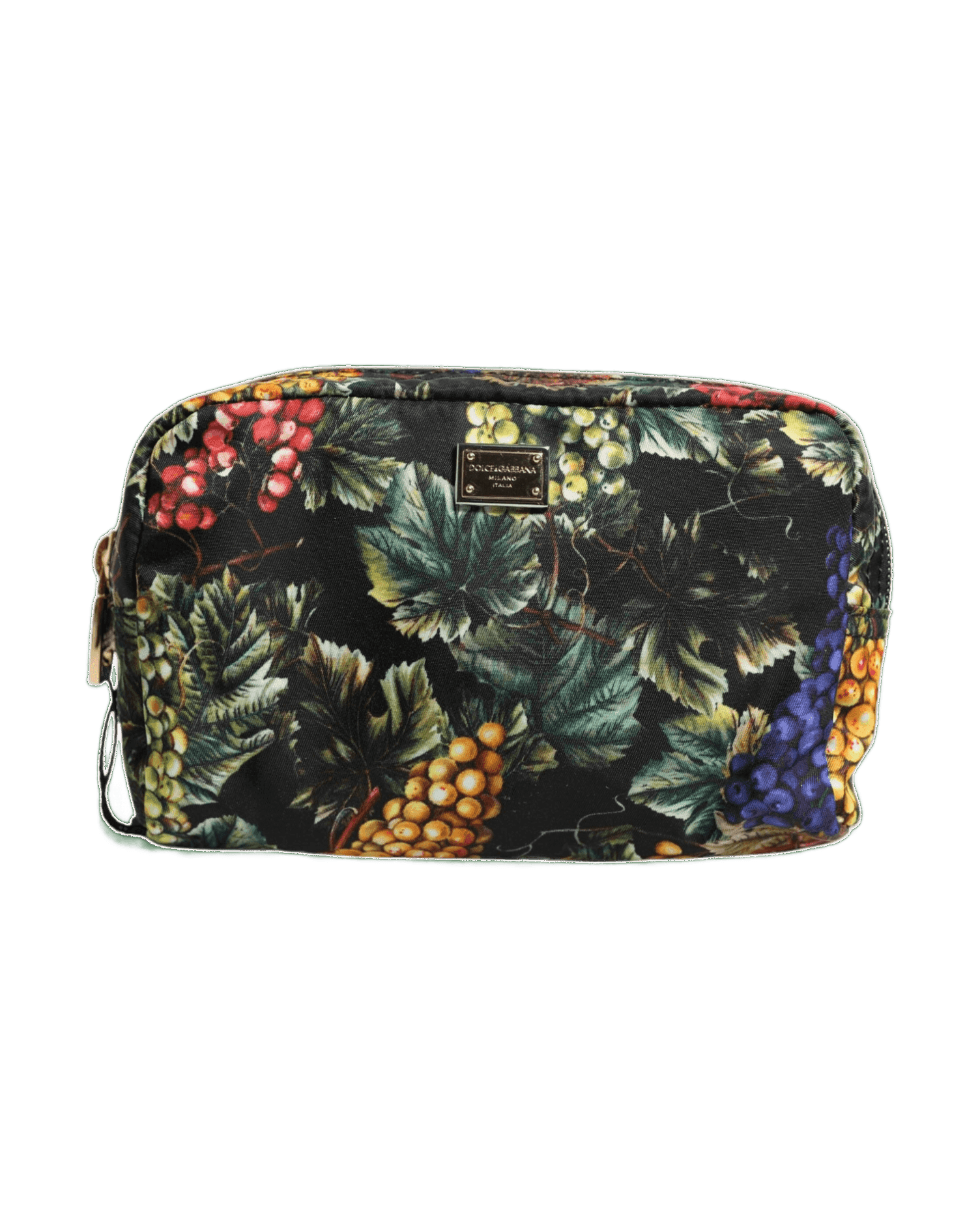 Dolce & Gabbana Multicolor Grape Print Clutch Logo Plaque Pouch Bag