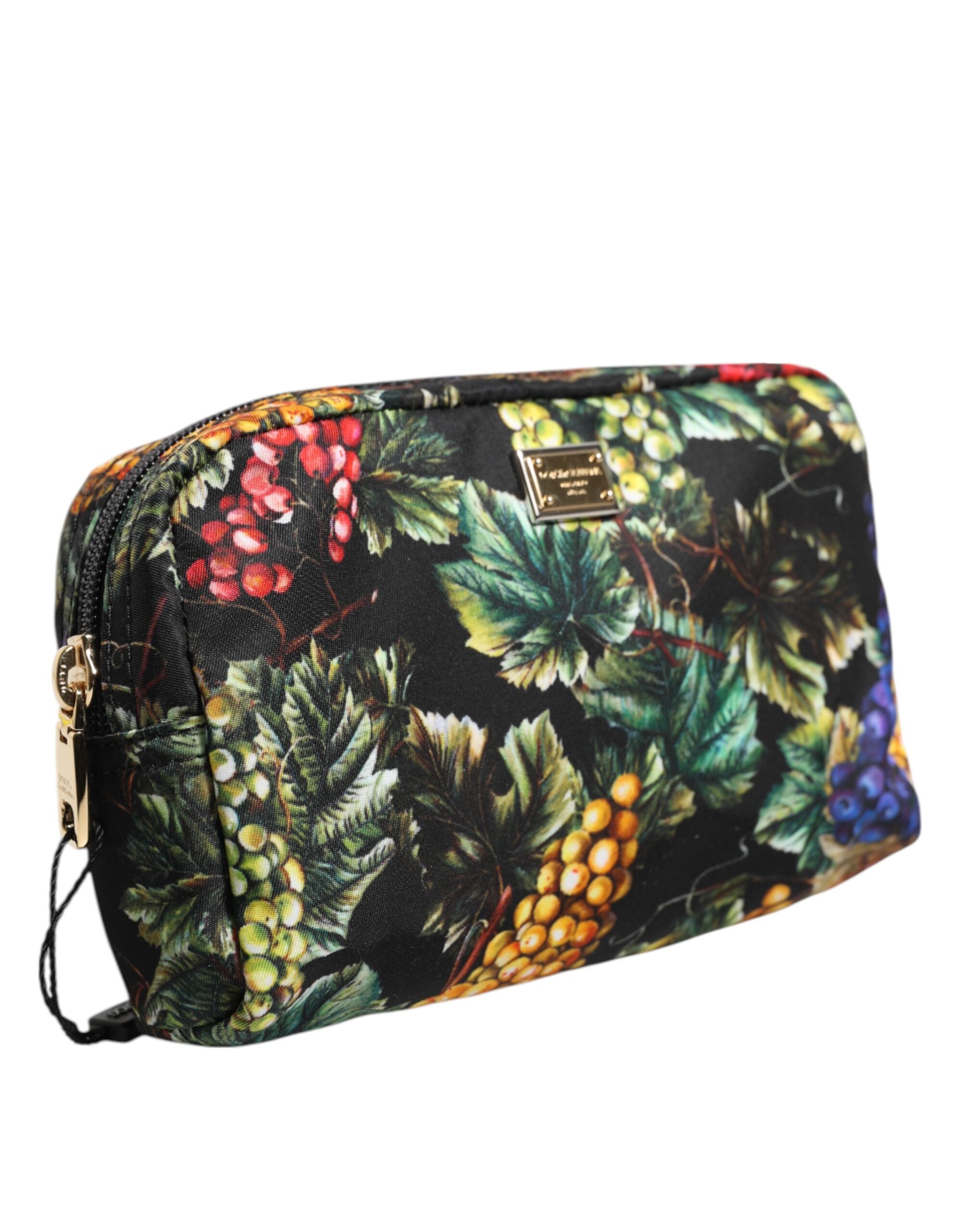 Dolce & Gabbana Multicolor Grape Print Clutch Logo Plaque Pouch Bag Glam Steals