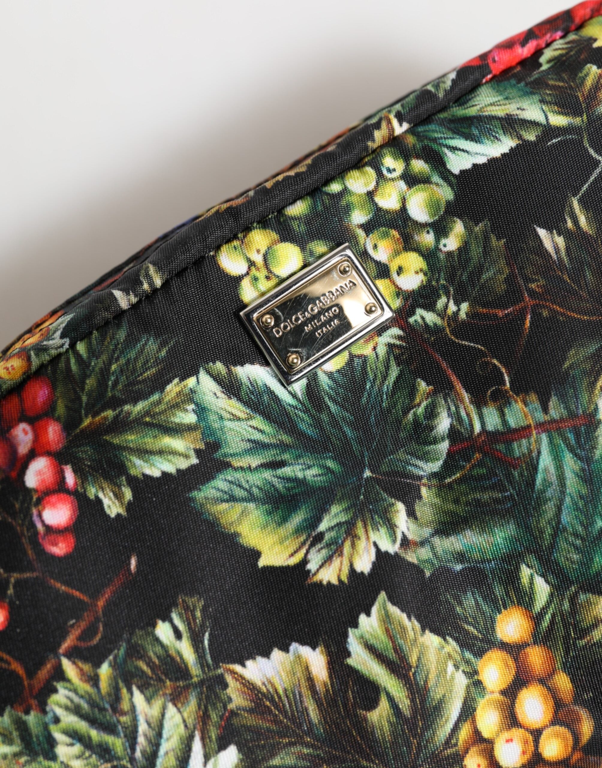 Dolce & Gabbana Multicolor Grape Print Clutch Logo Plaque Pouch Bag Glam Steals